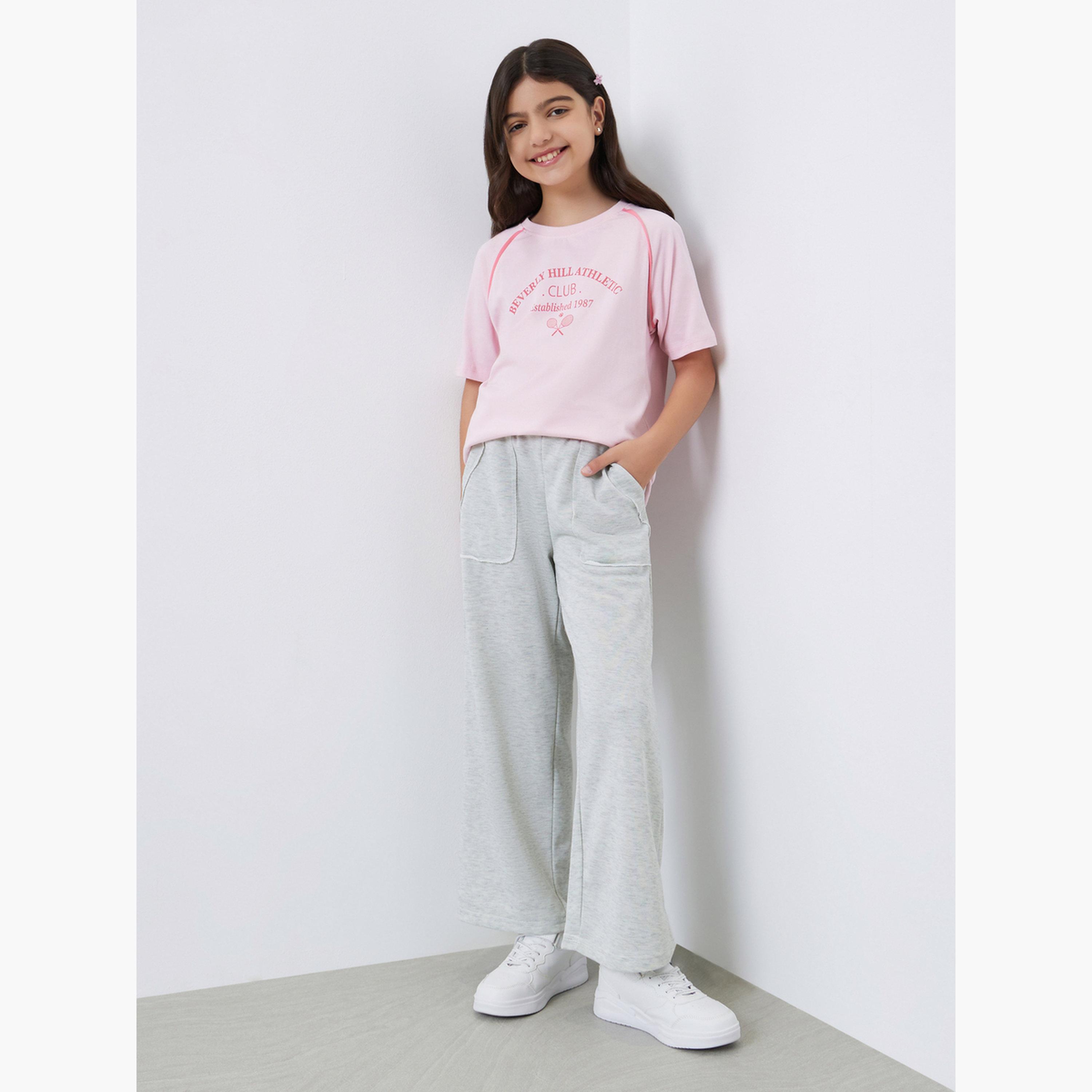 Styli Teens Grey Solid Pocket Details Wide Leg Joggers-girls-clothing-bottoms-joggersandtrackpants-image-2