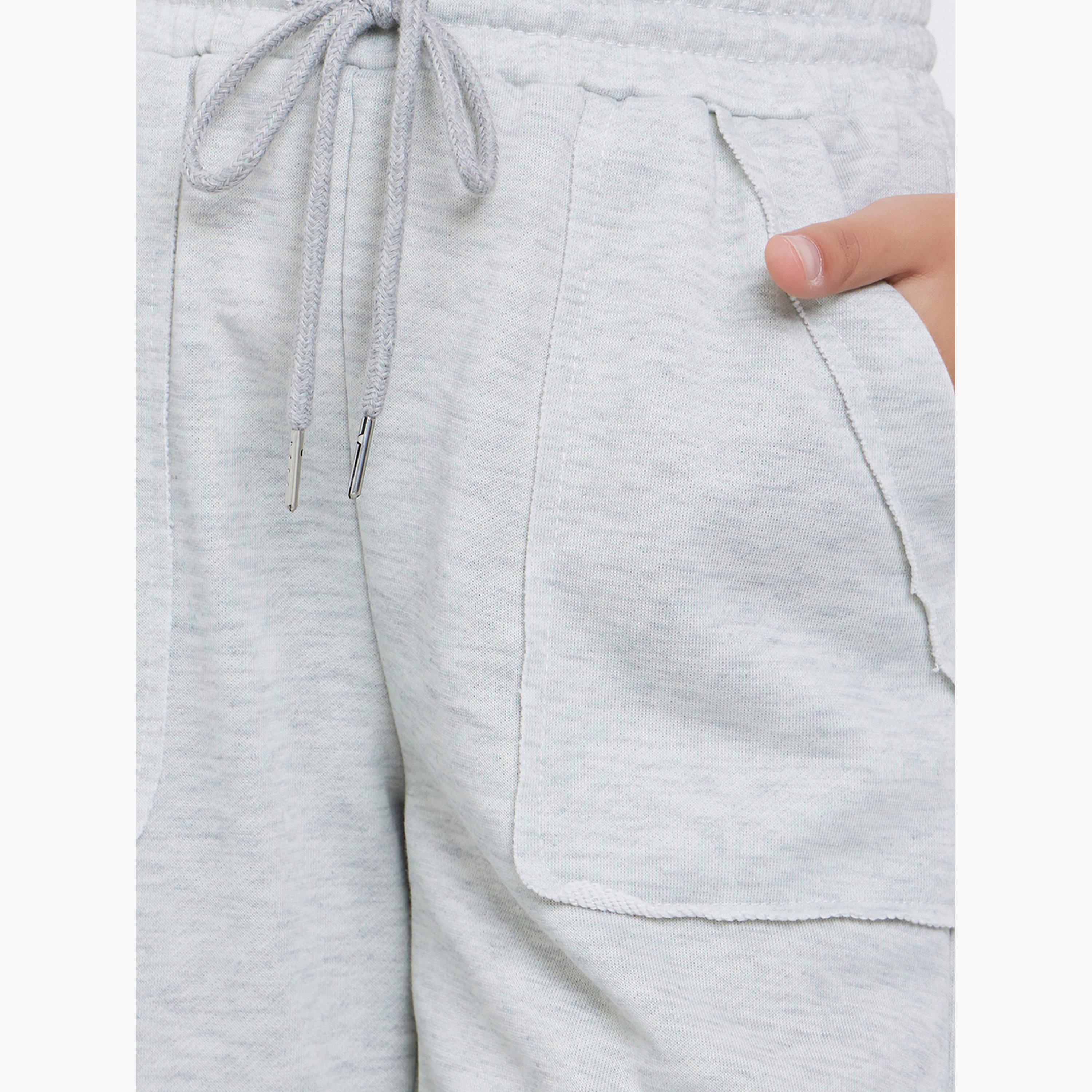 ستايلي - بنطال رياضي واسع الساق بجيوب بلون رمادي سادة للمراهقين-girls-clothing-bottoms-joggersandtrackpants-image-4