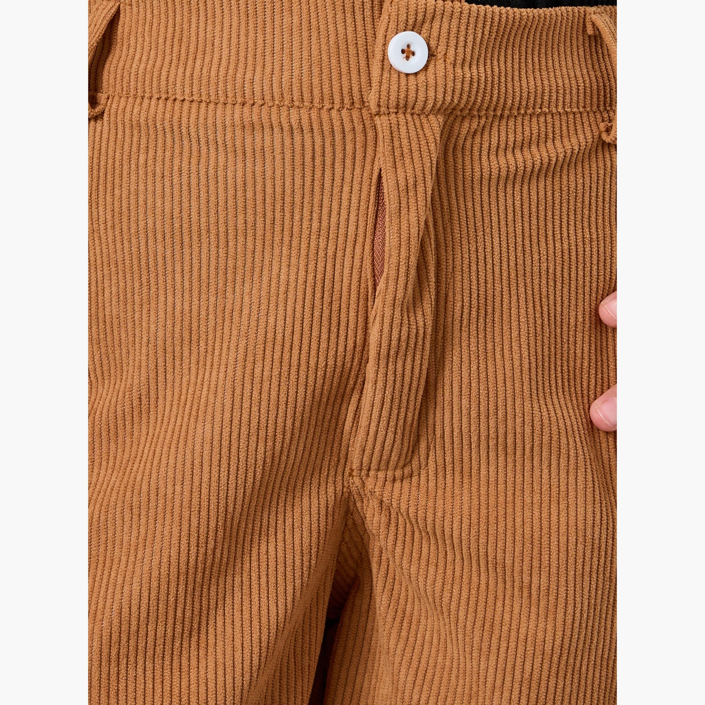 ستايلي - بنطال واسع الساق من قماش مخملي صدئ للبنات والمراهقات-girls-clothing-bottoms-trousers-image-3