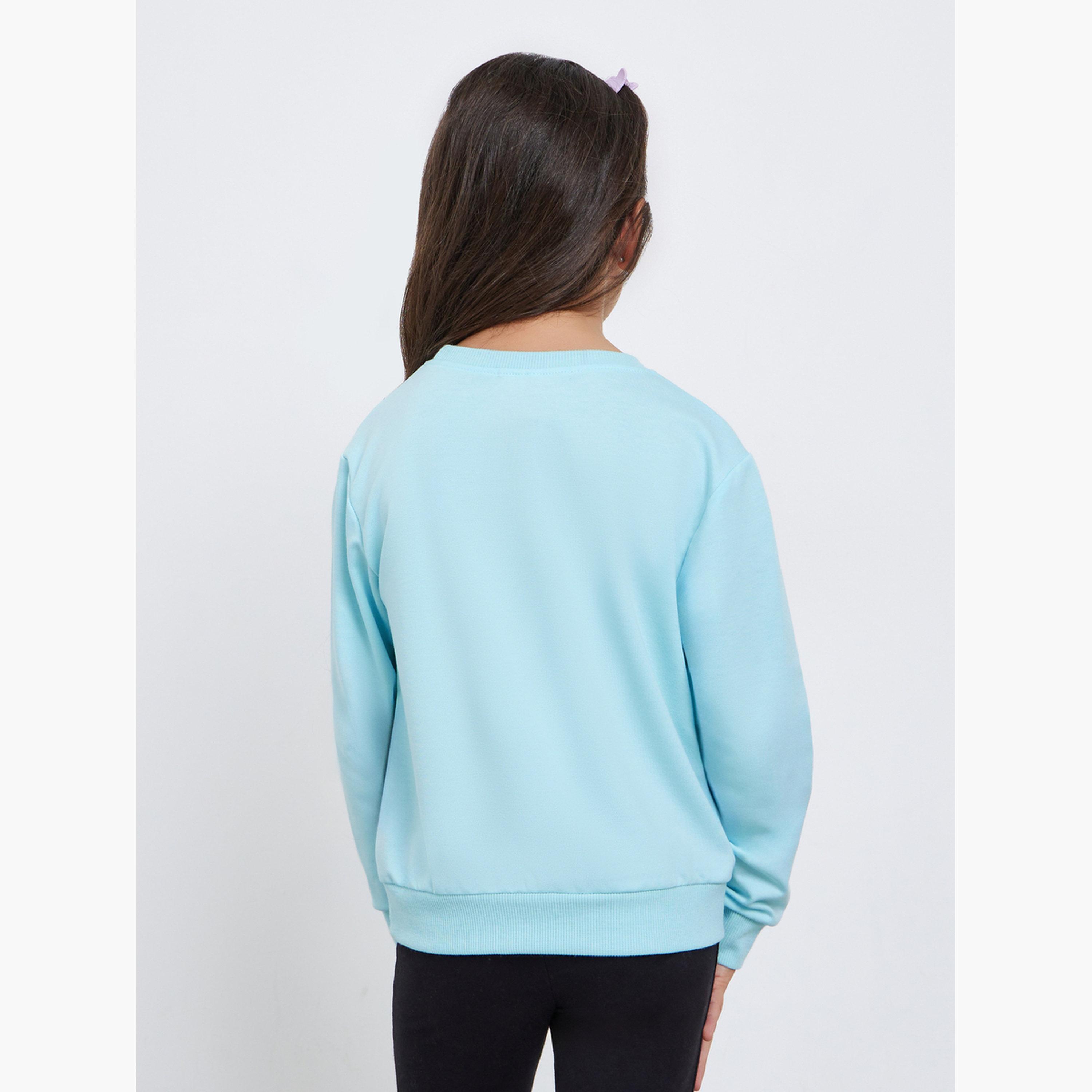ستايلي - سويت شيرت أزرق برسومات يونيكورن للبنات-girls-clothing-sweatshirts-image-4