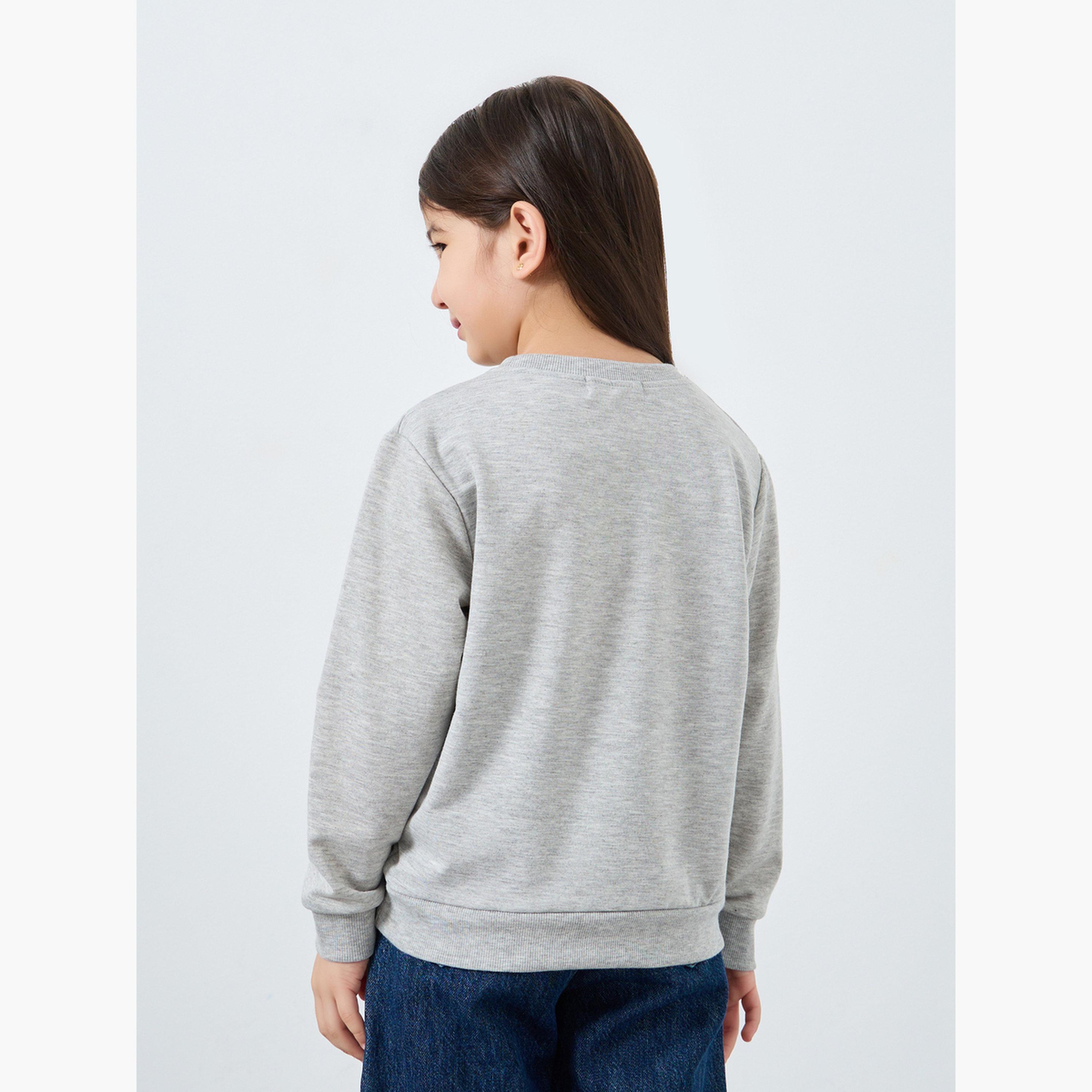 ستايلي - سويت شيرت رمادي مطبوع عليه آيس كريم للبنات-girls-clothing-winterwear-sweatshirts-image-4