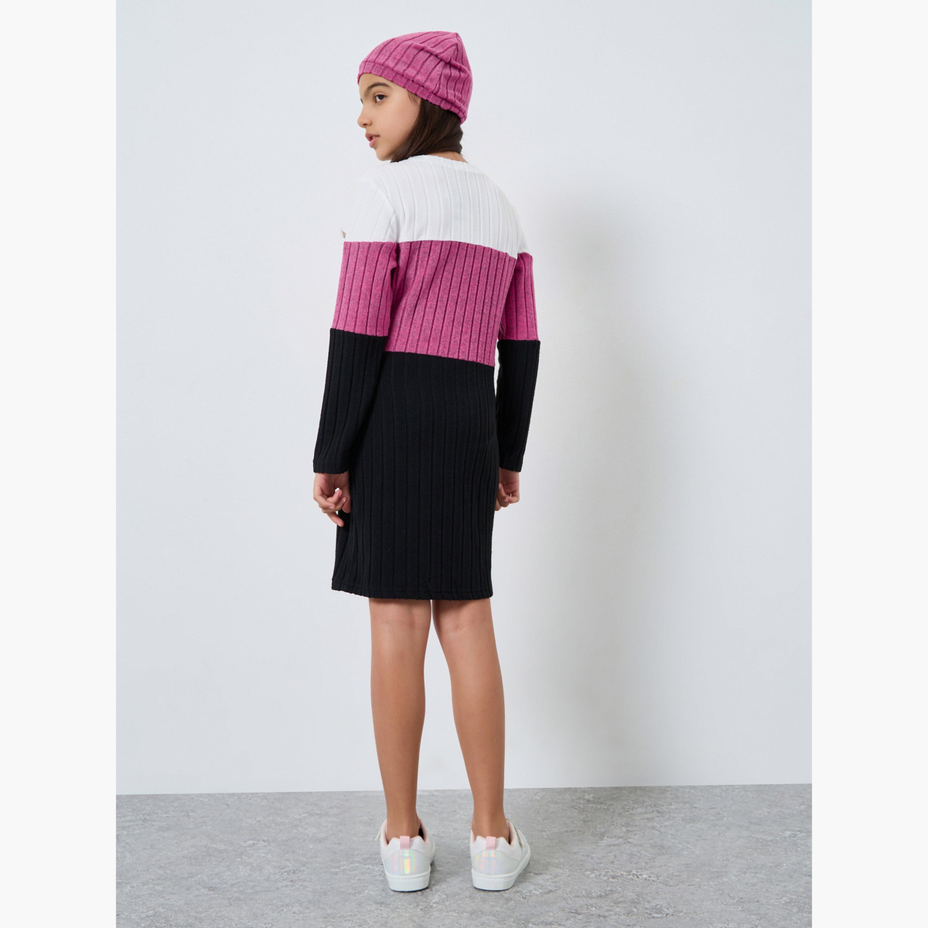ستايلي - طقم فستان محبوك مسطح ملون للمراهقين مع قبعة صغيرة-girls-clothing-dressesandjumpsuits-image-5