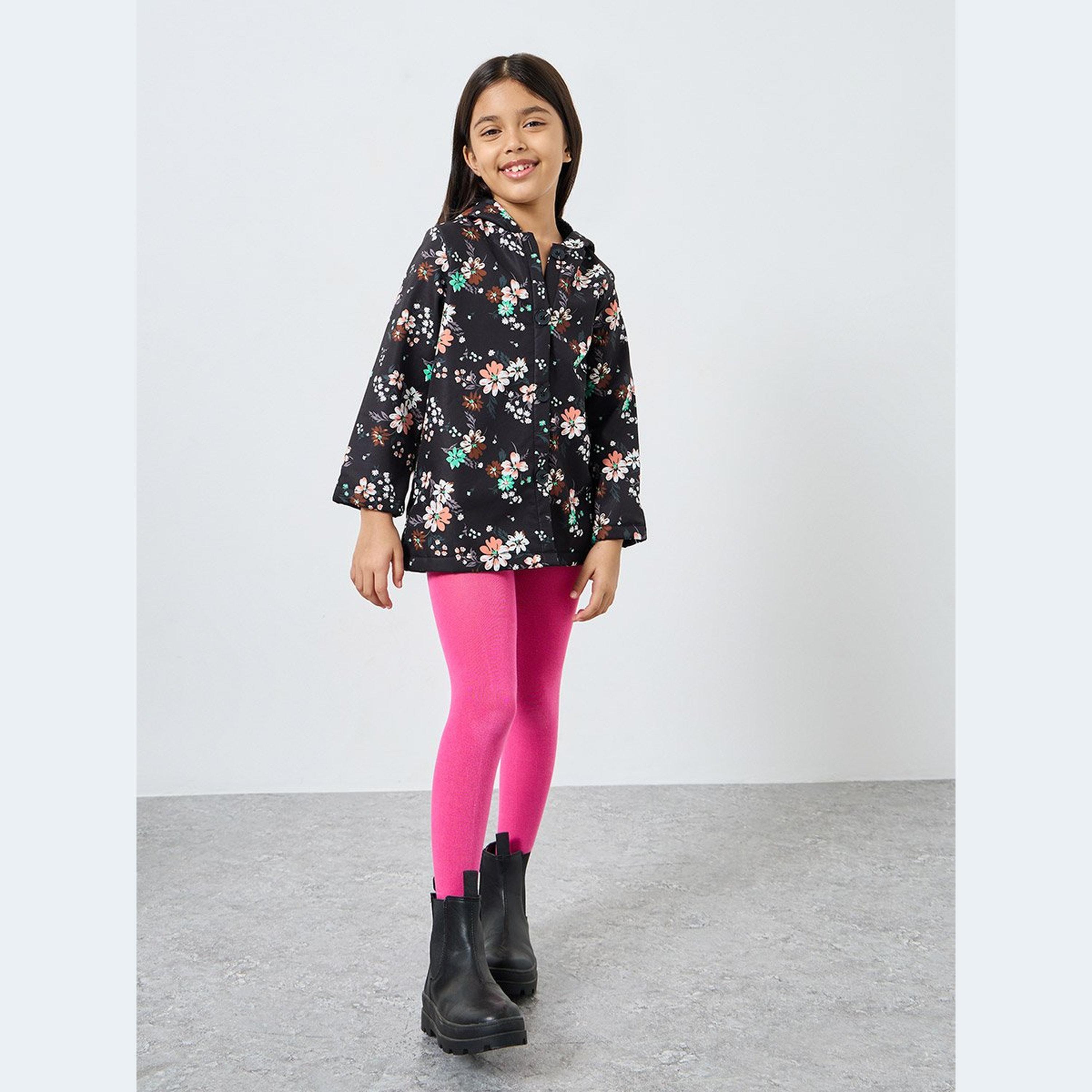 Styli Girls Floral Print Fur Lined Hooded Jacket-girls-clothing-winterwear-jacketsandcoats-image-2