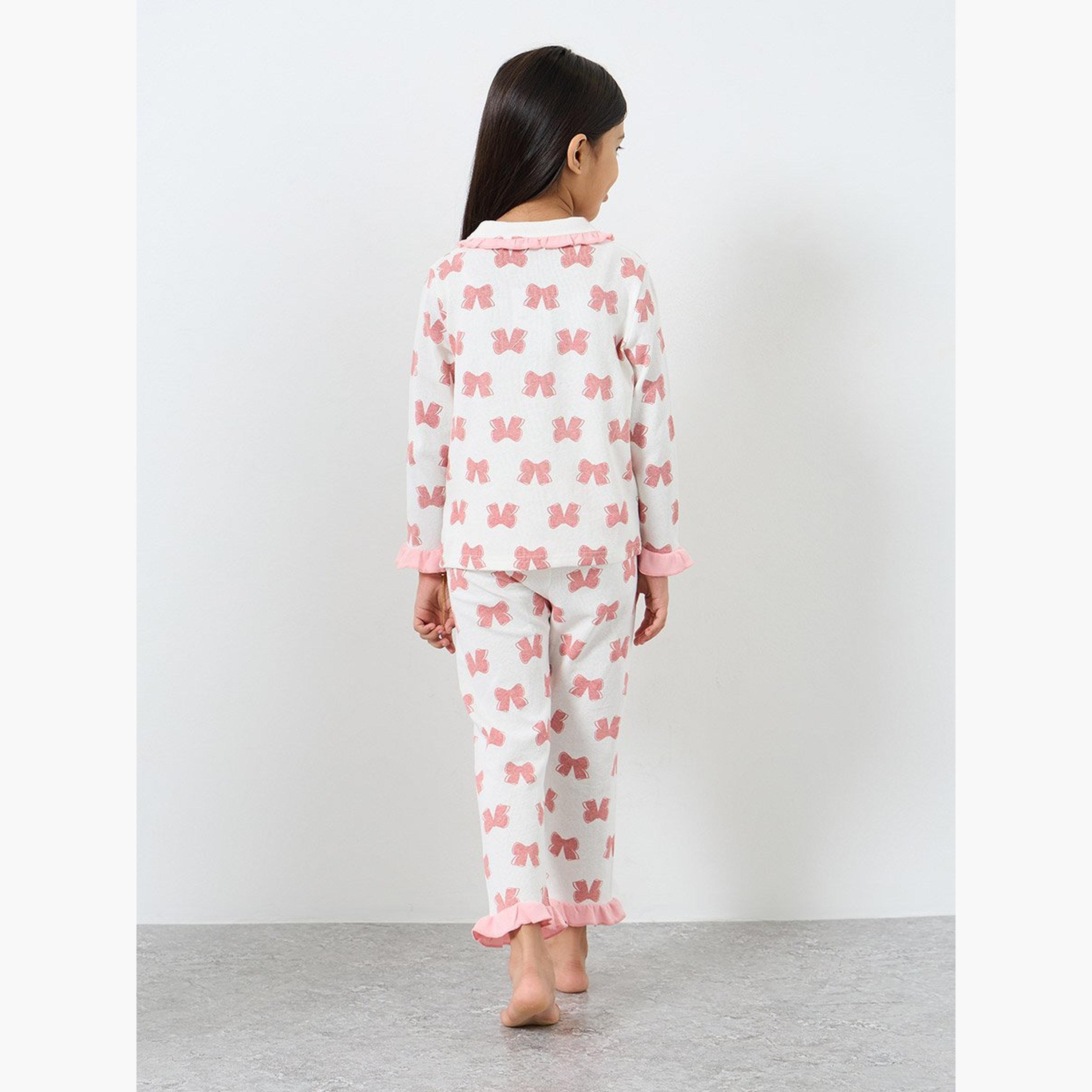 طقم قميص بطبعة جرافيك مع بنطال-girls-clothing-nightwear-image-5
