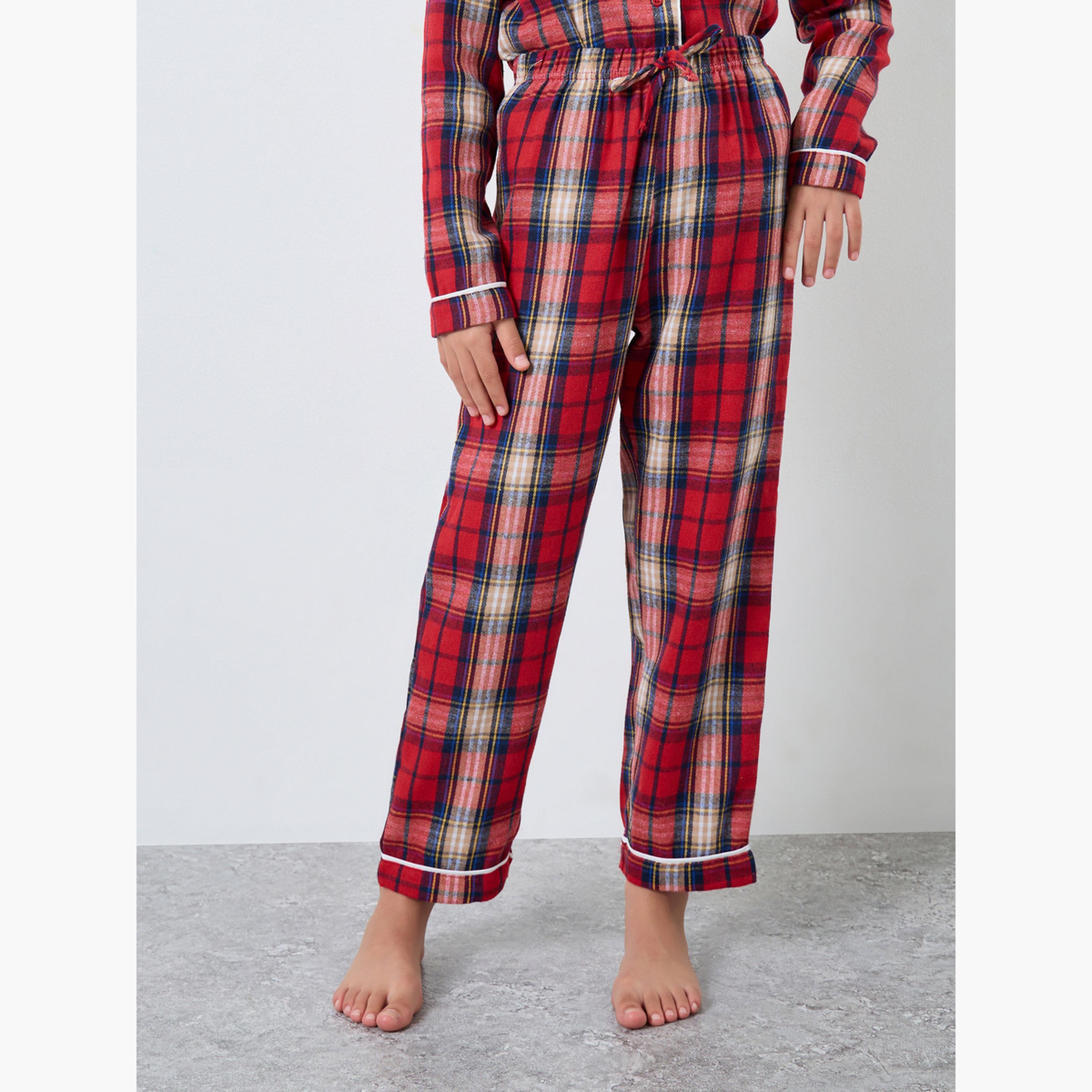 ستايلي - بيجاما عائلية للبنات - بيجاما قميص بجيوب مربعات للأطفال-girls-clothing-nightwear-image-3