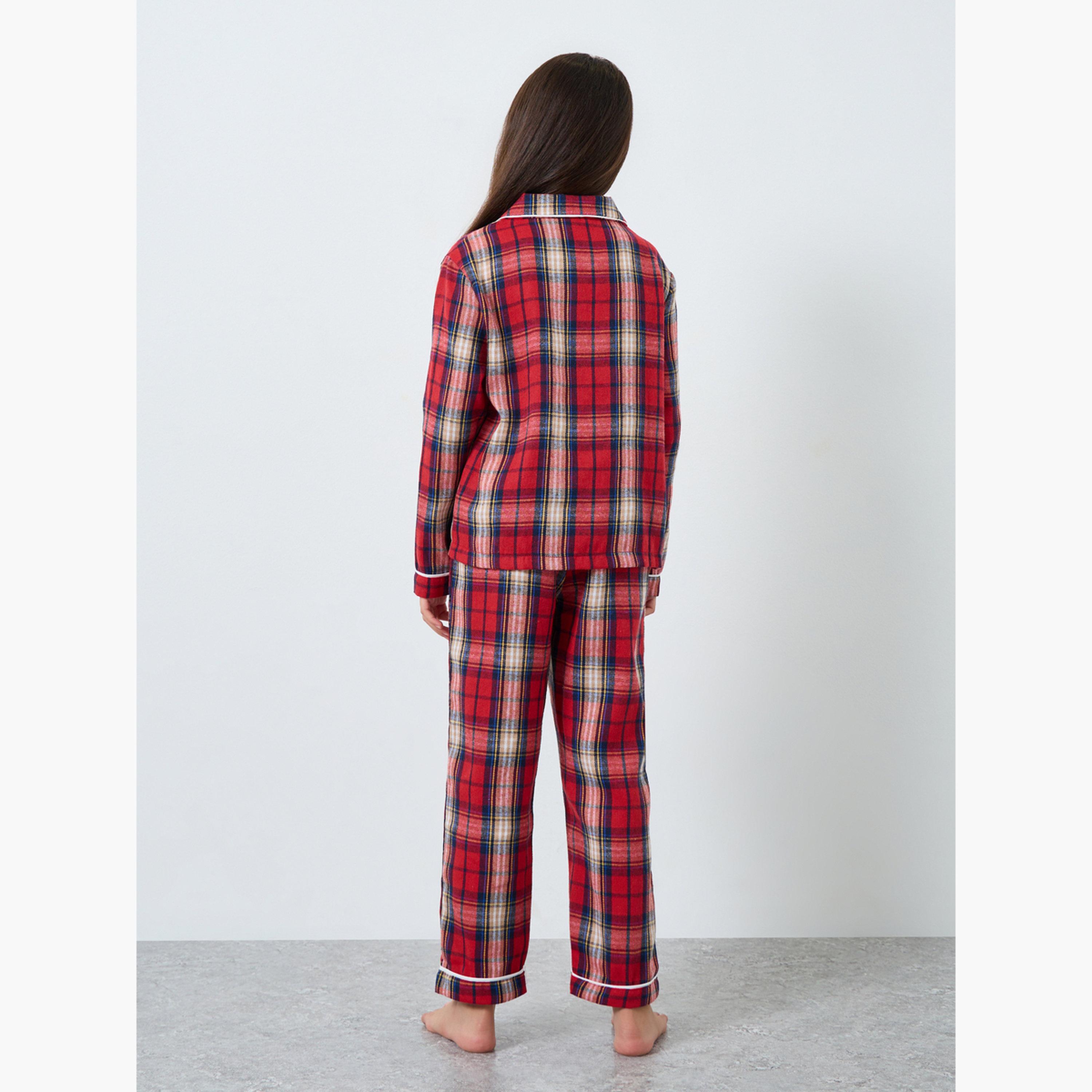 ستايلي - بيجاما عائلية للبنات - بيجاما قميص بجيوب مربعات للأطفال-girls-clothing-nightwear-image-4