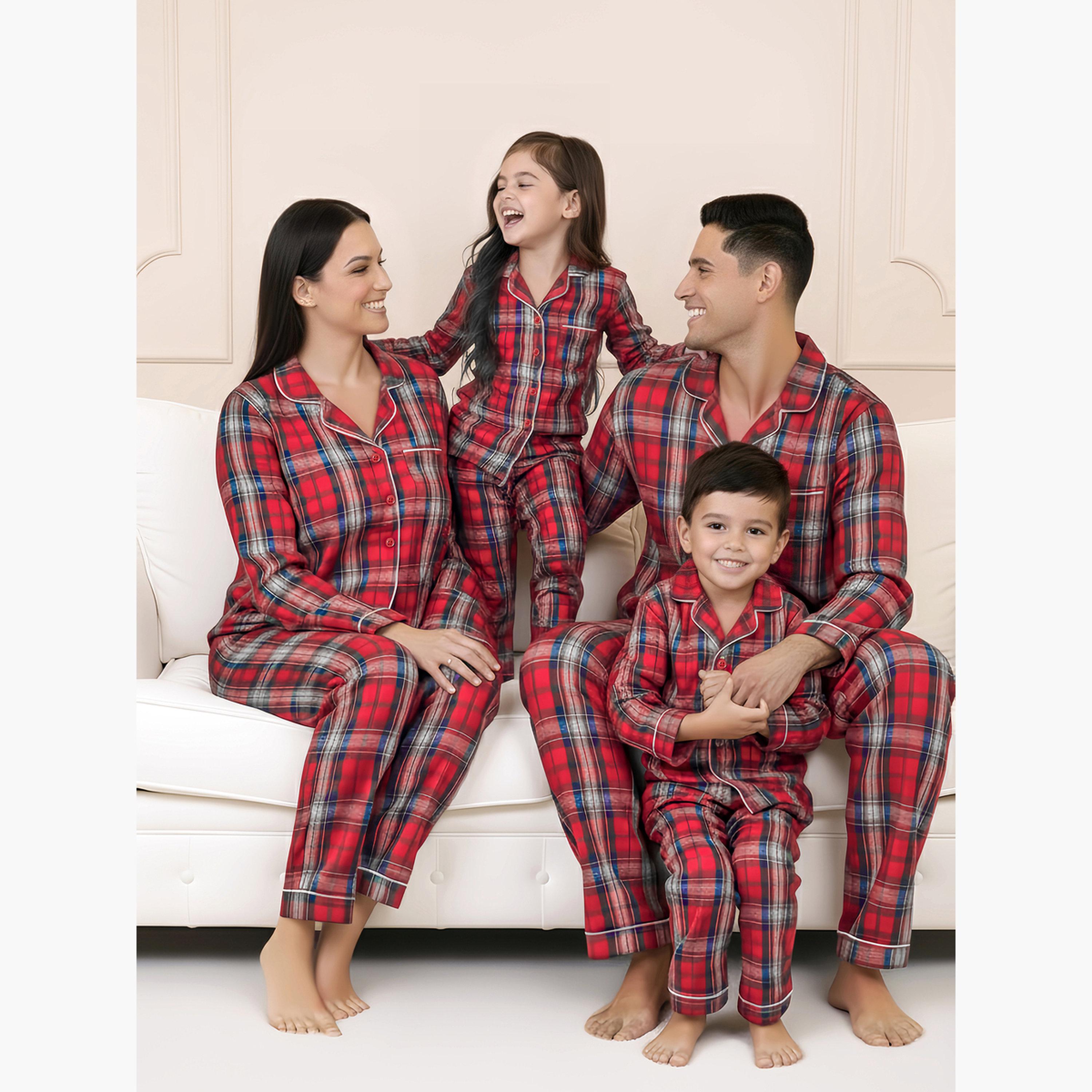 ستايلي - بيجاما عائلية للبنات - بيجاما قميص بجيوب مربعات للأطفال-girls-clothing-nightwear-image-6