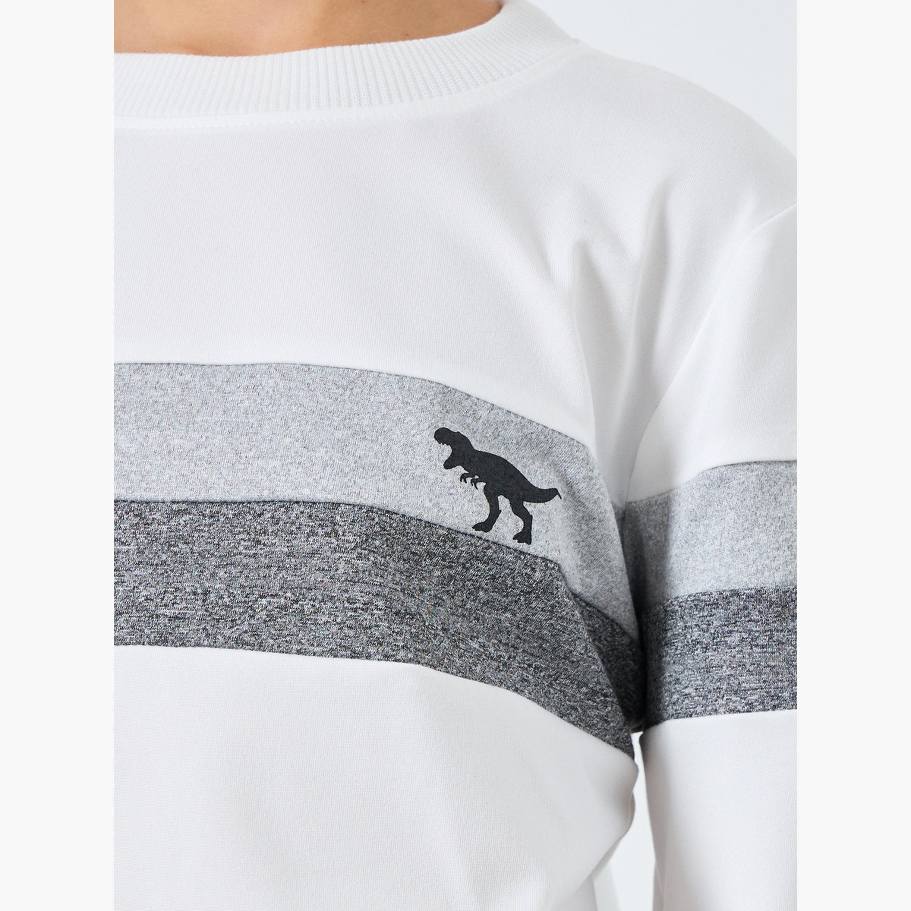 ستايلي - سويت شيرت مخطط أبيض للأولاد-boys-clothing-winterwear-sweatshirts-image-3