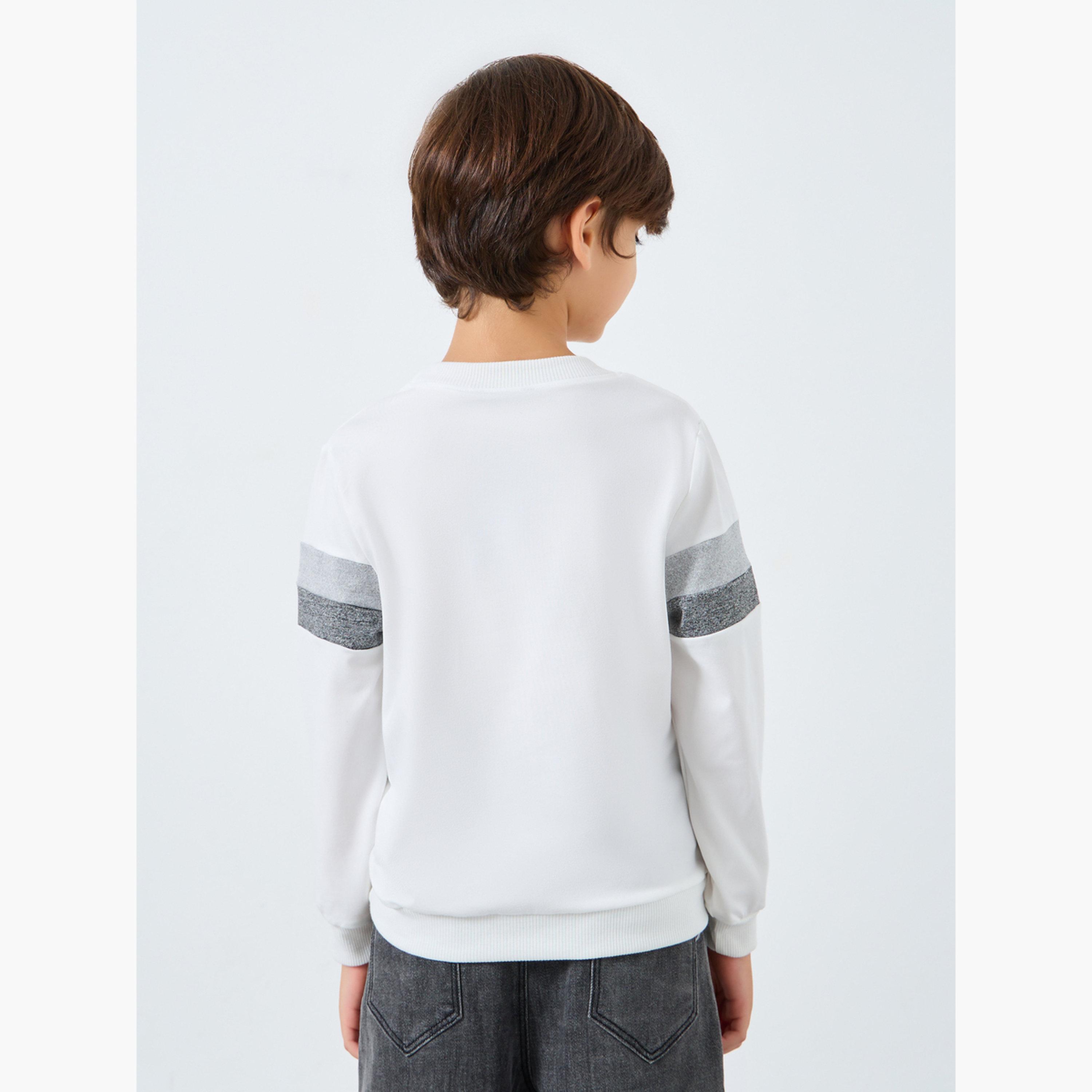 Styli Striped Panel Round Neck Long Sleeves Boy's Sweatshirt-boys-clothing-winterwear-sweatshirts-image-4