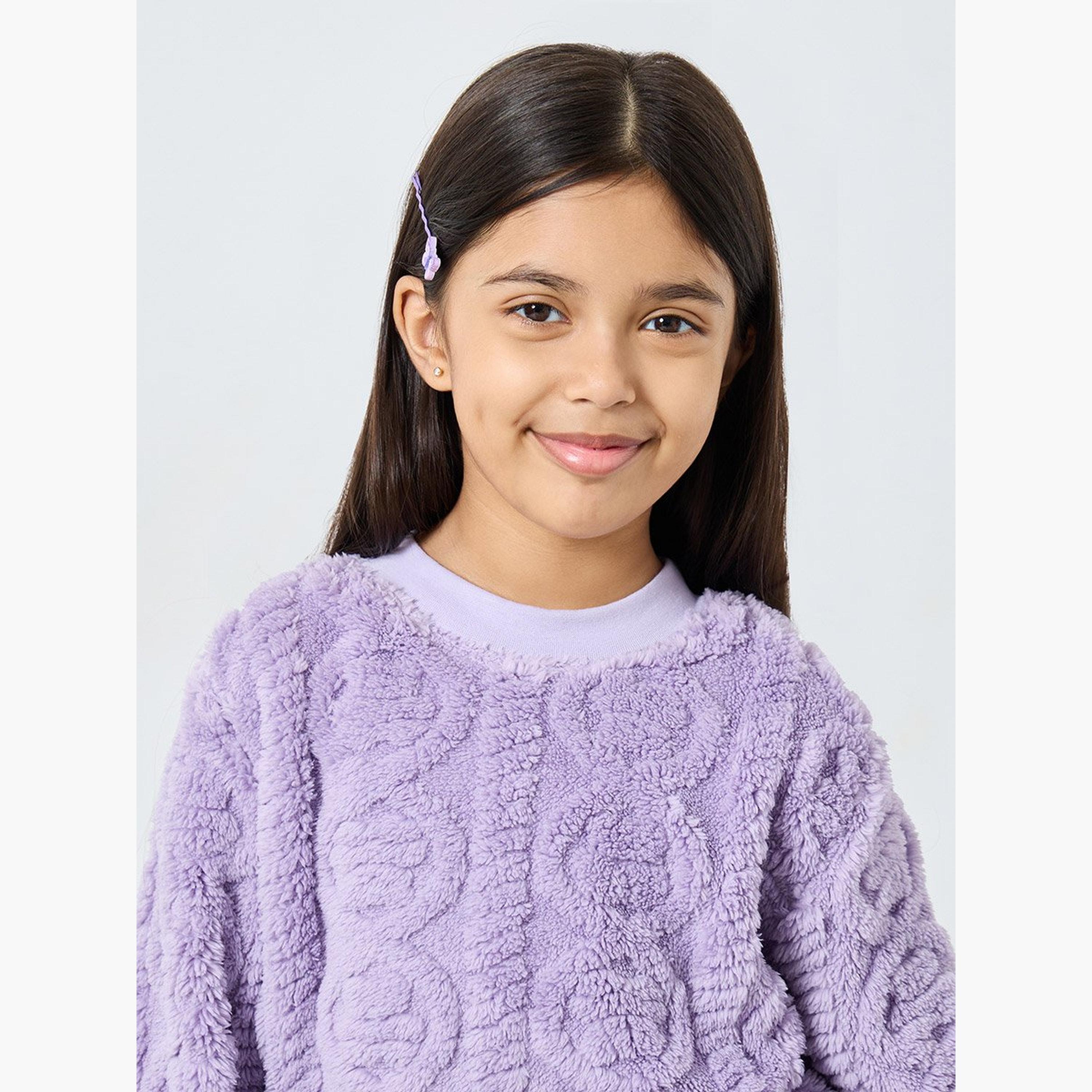 طقم سويت شيرت وجوغر فرو بلون ليلكي للبنات-girls-clothing-setsandcoords-image-3