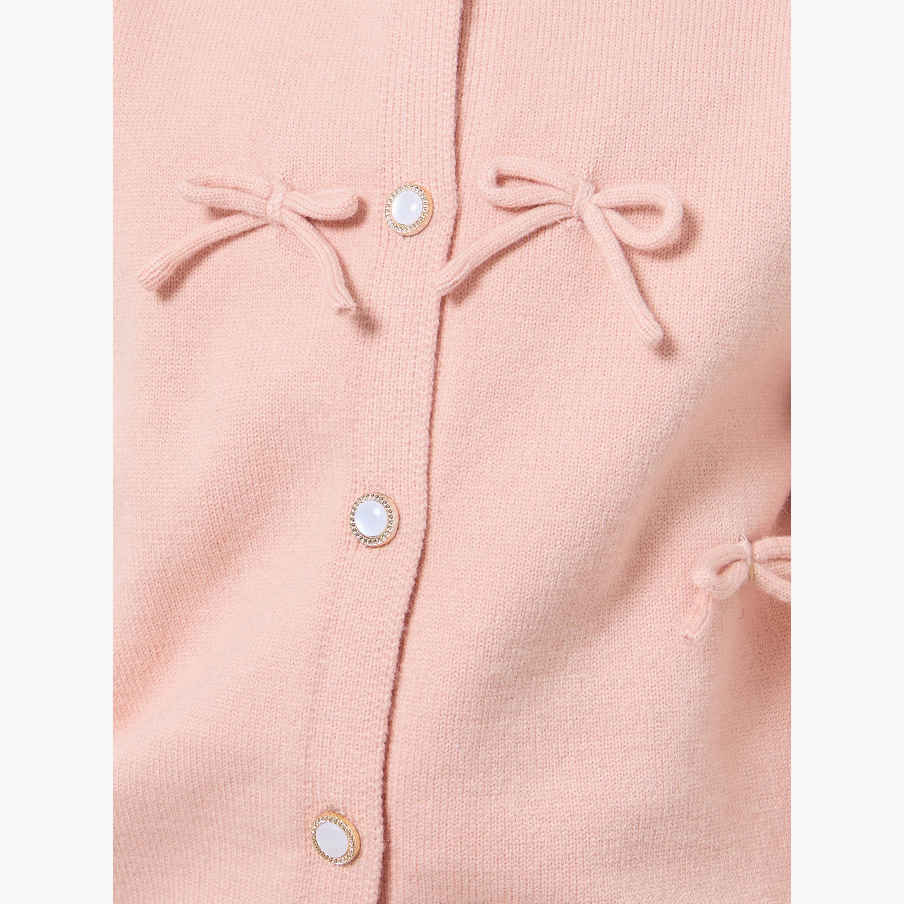 ستايلي - طقم كارديغان وتنورة وردية اللون للبنات-girls-clothing-setsandcoords-image-3