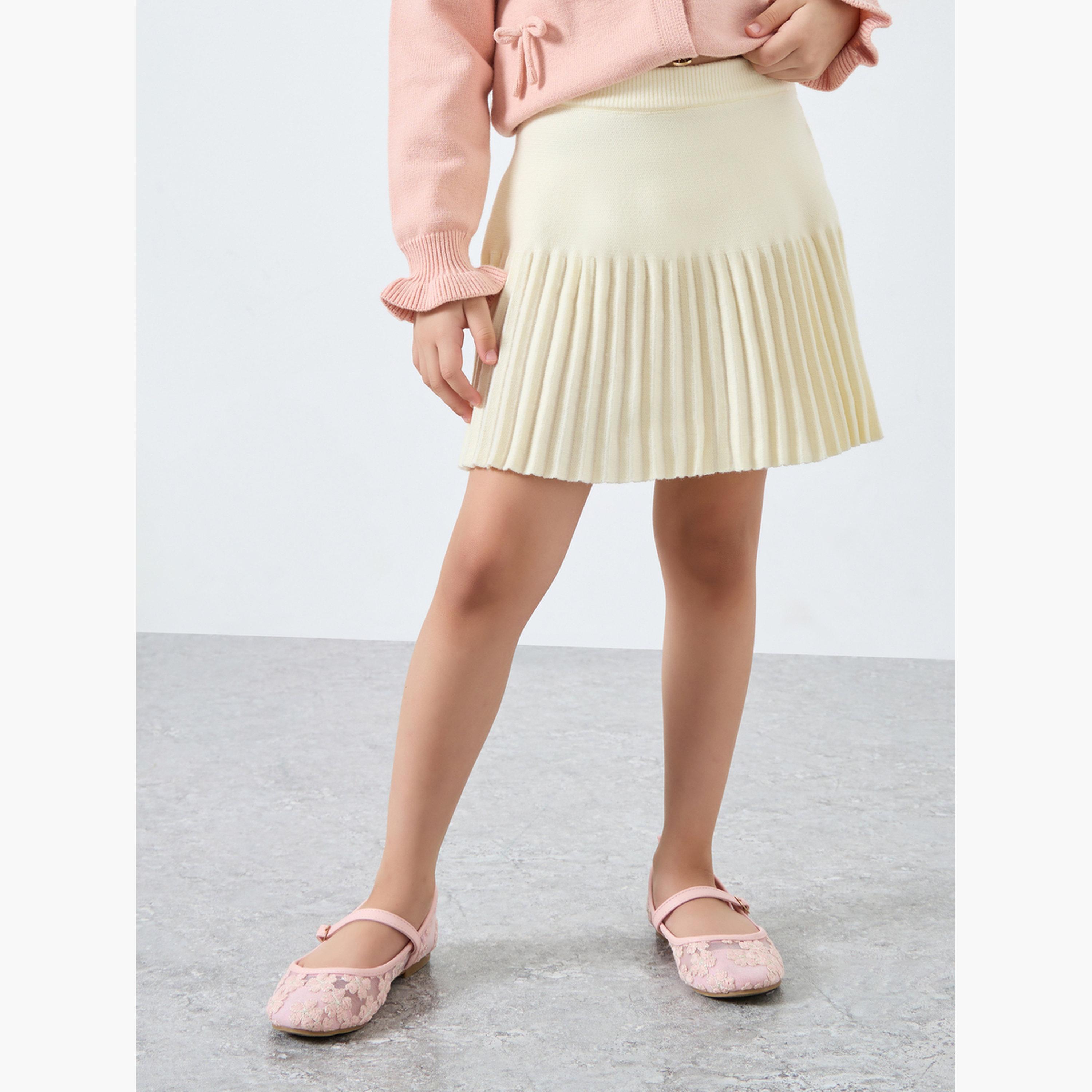 ستايلي - طقم كارديغان وتنورة وردية اللون للبنات-girls-clothing-setsandcoords-image-5