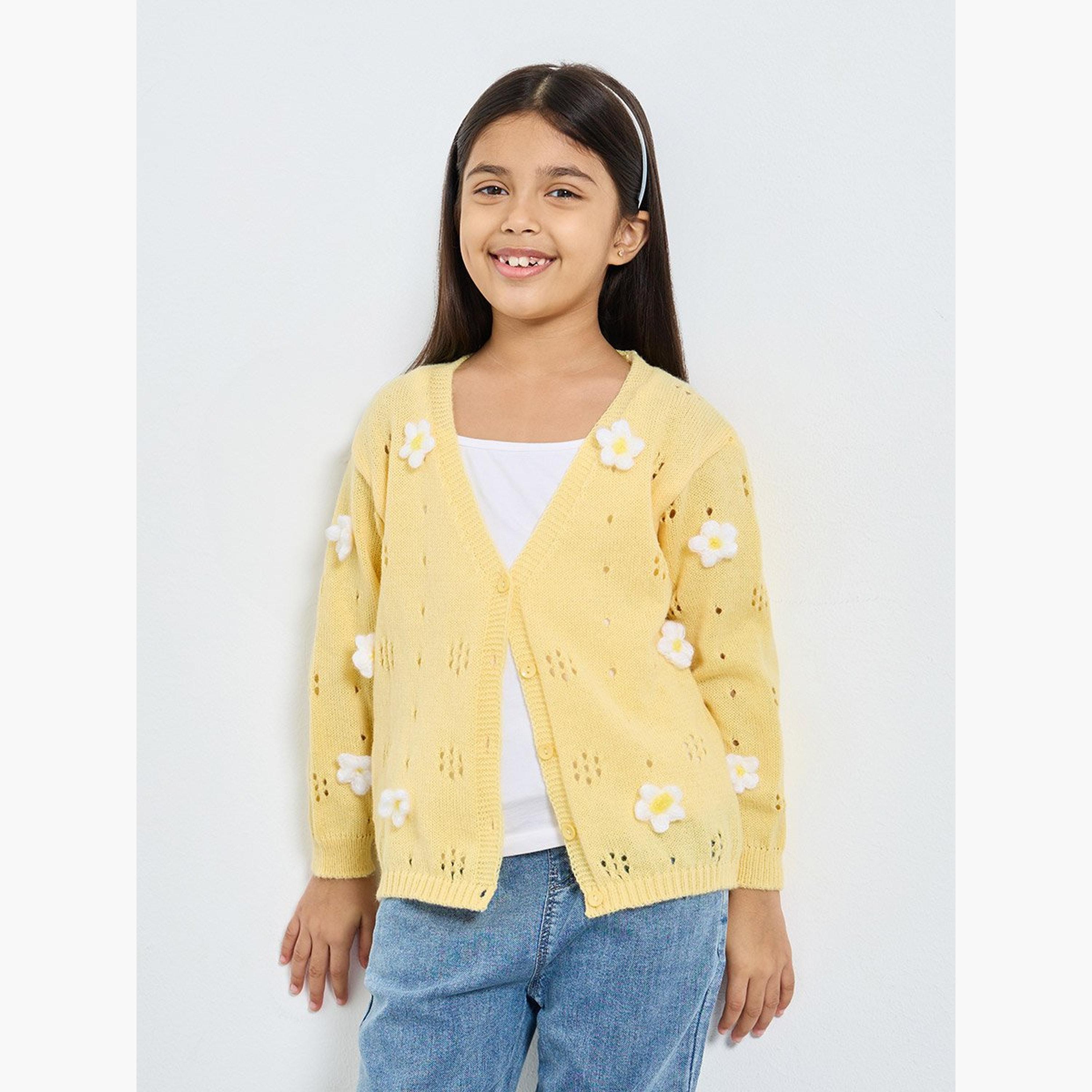 كارديغان محبوك بطبعة زهور-girls-clothing-jumpersandcardigans-image-1