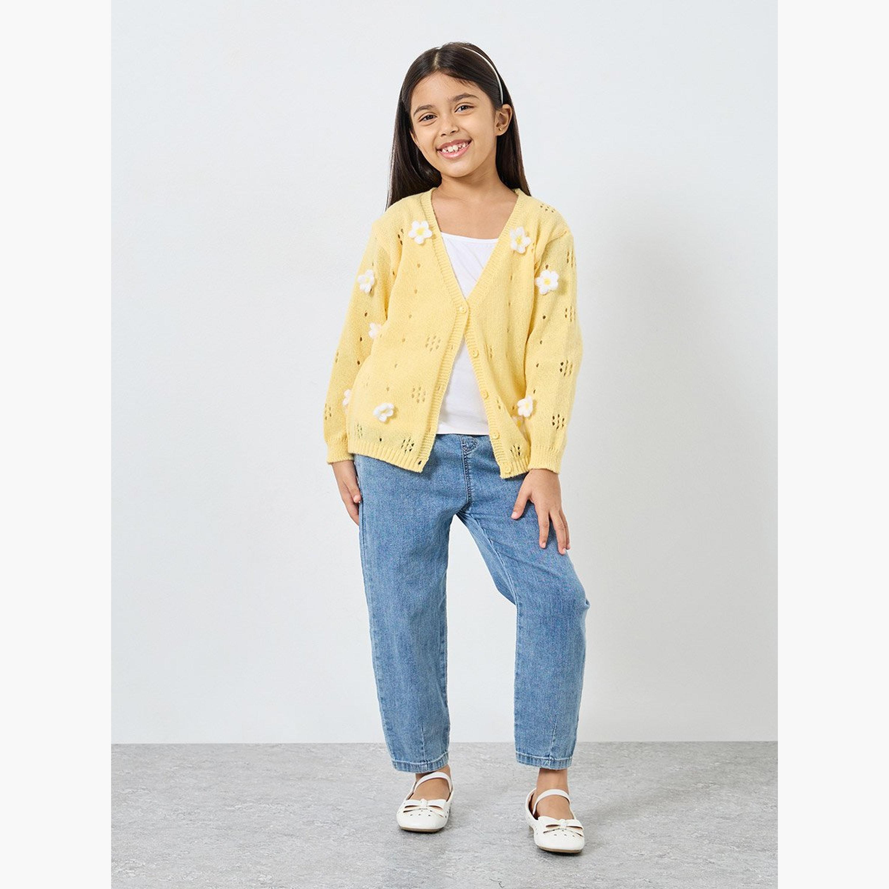 كارديغان محبوك بطبعة زهور-girls-clothing-jumpersandcardigans-image-2