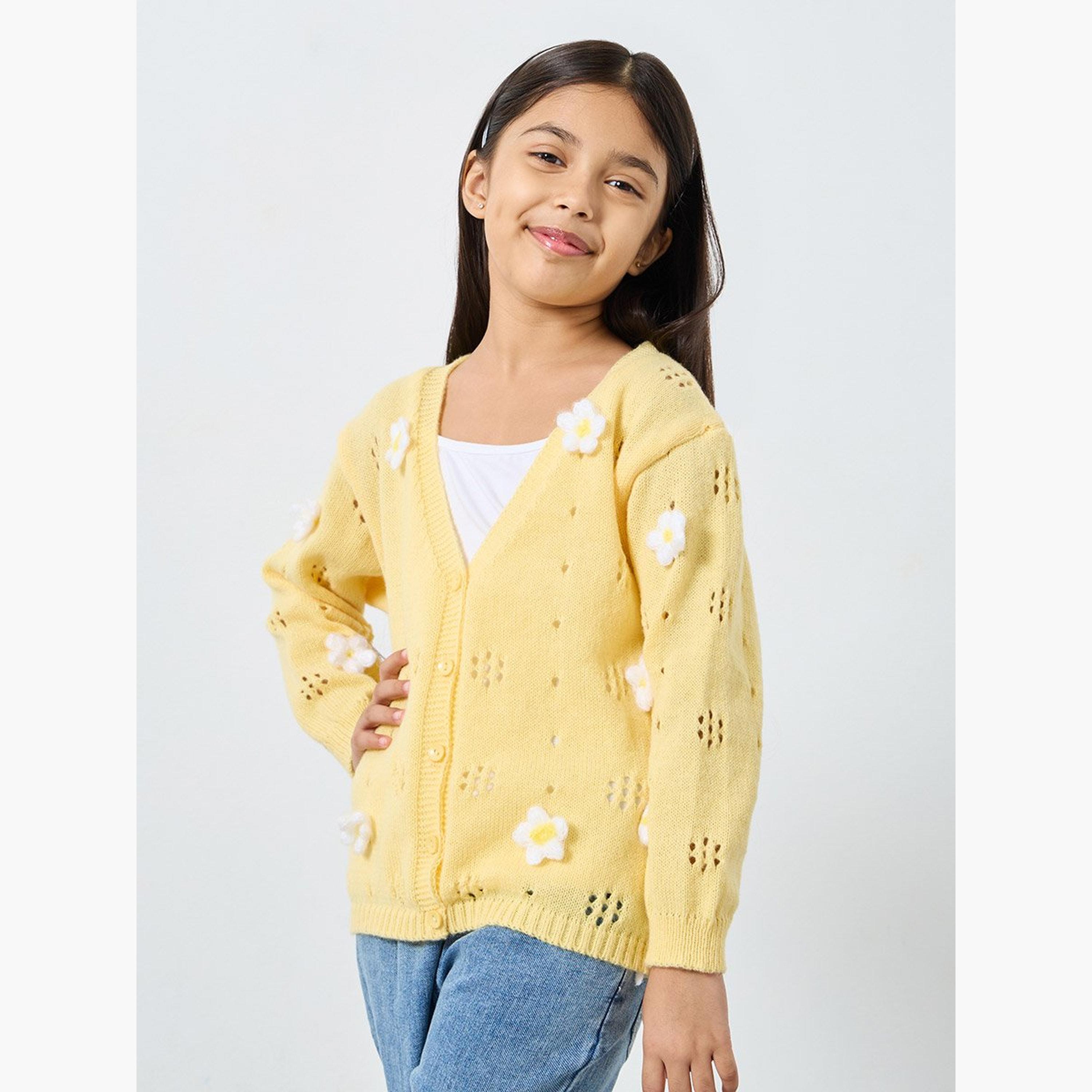 كارديغان محبوك بطبعة زهور-girls-clothing-jumpersandcardigans-image-3