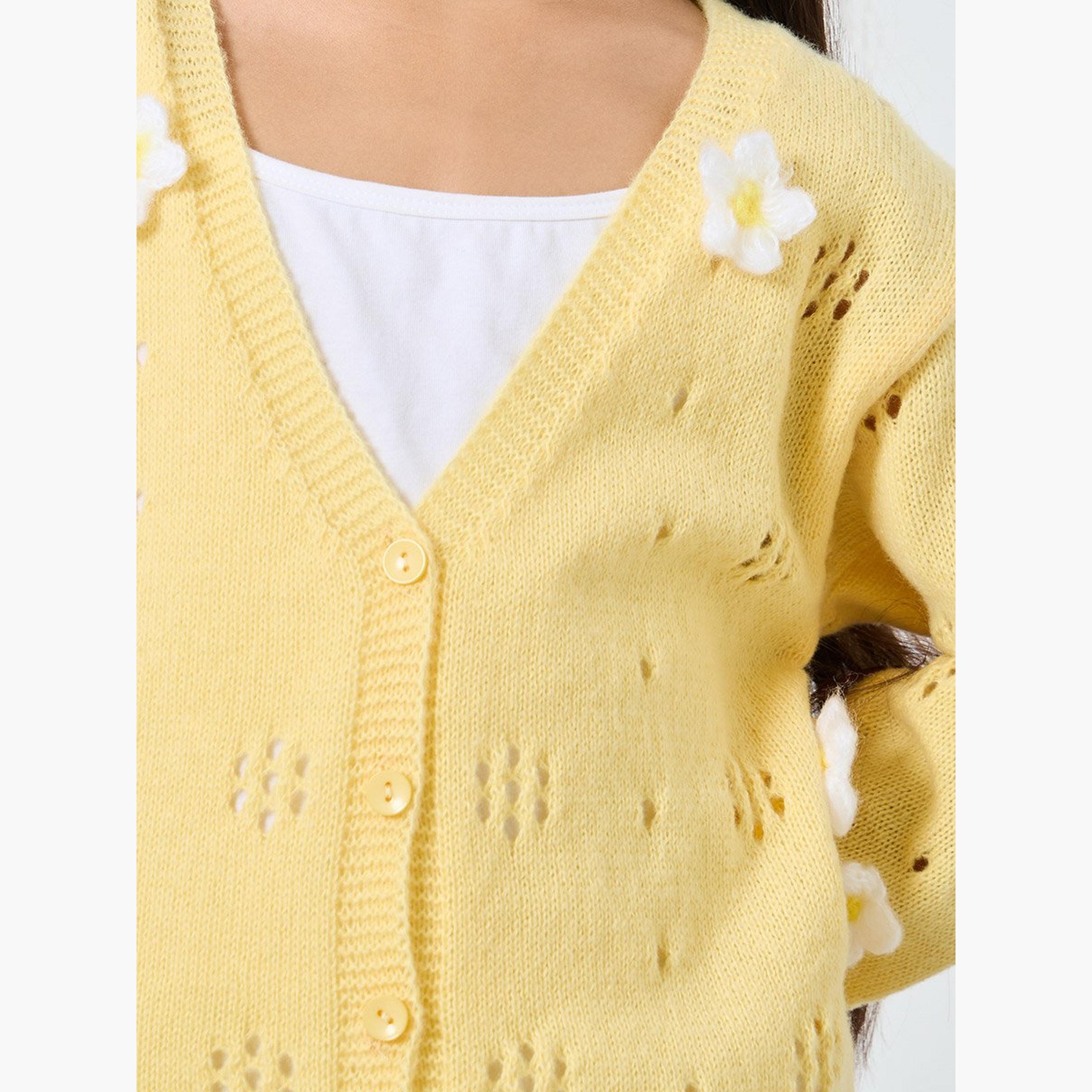 كارديغان محبوك بطبعة زهور-girls-clothing-jumpersandcardigans-image-4