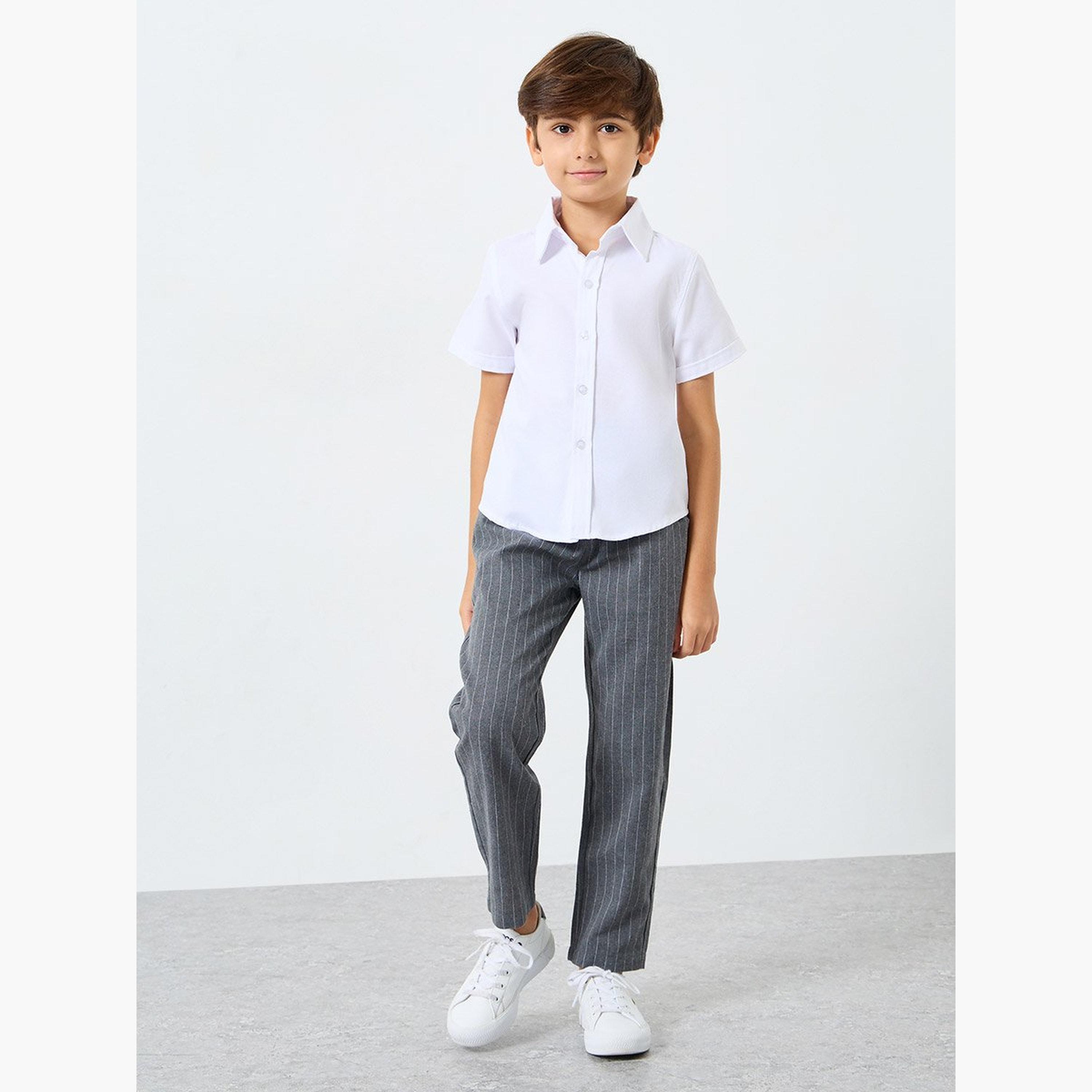 Styli Boys Grey Striped Relaxed Fit Pants-boys-clothing-bottoms-trousers-image-2
