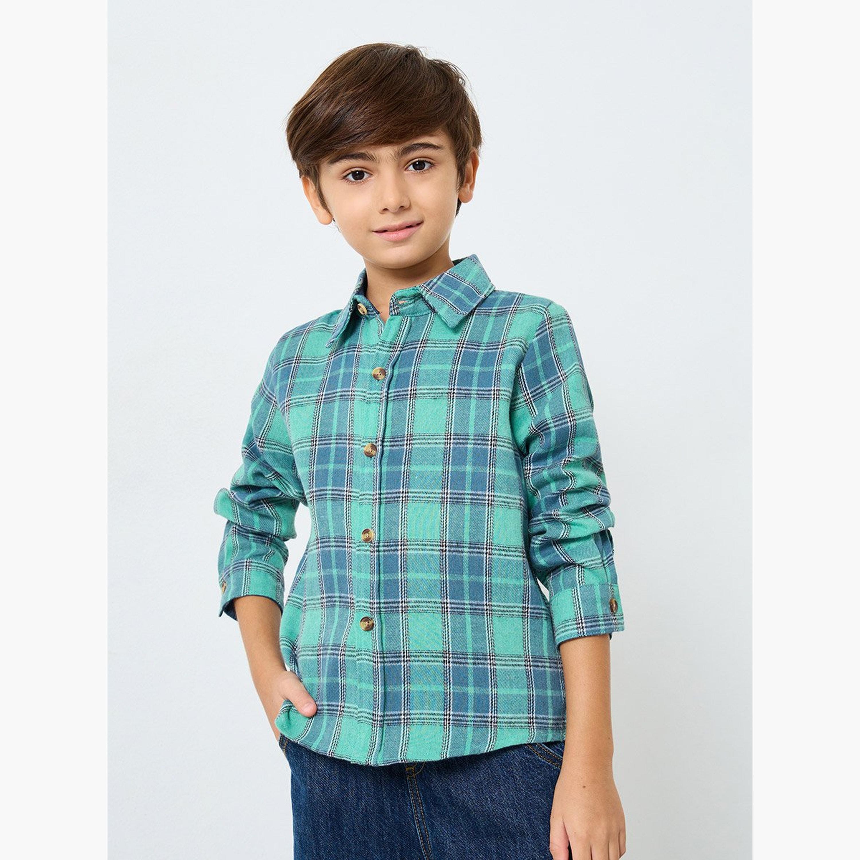 قميص أخضر كاروهات للأولاد-boys-clothing-shirts-image-1