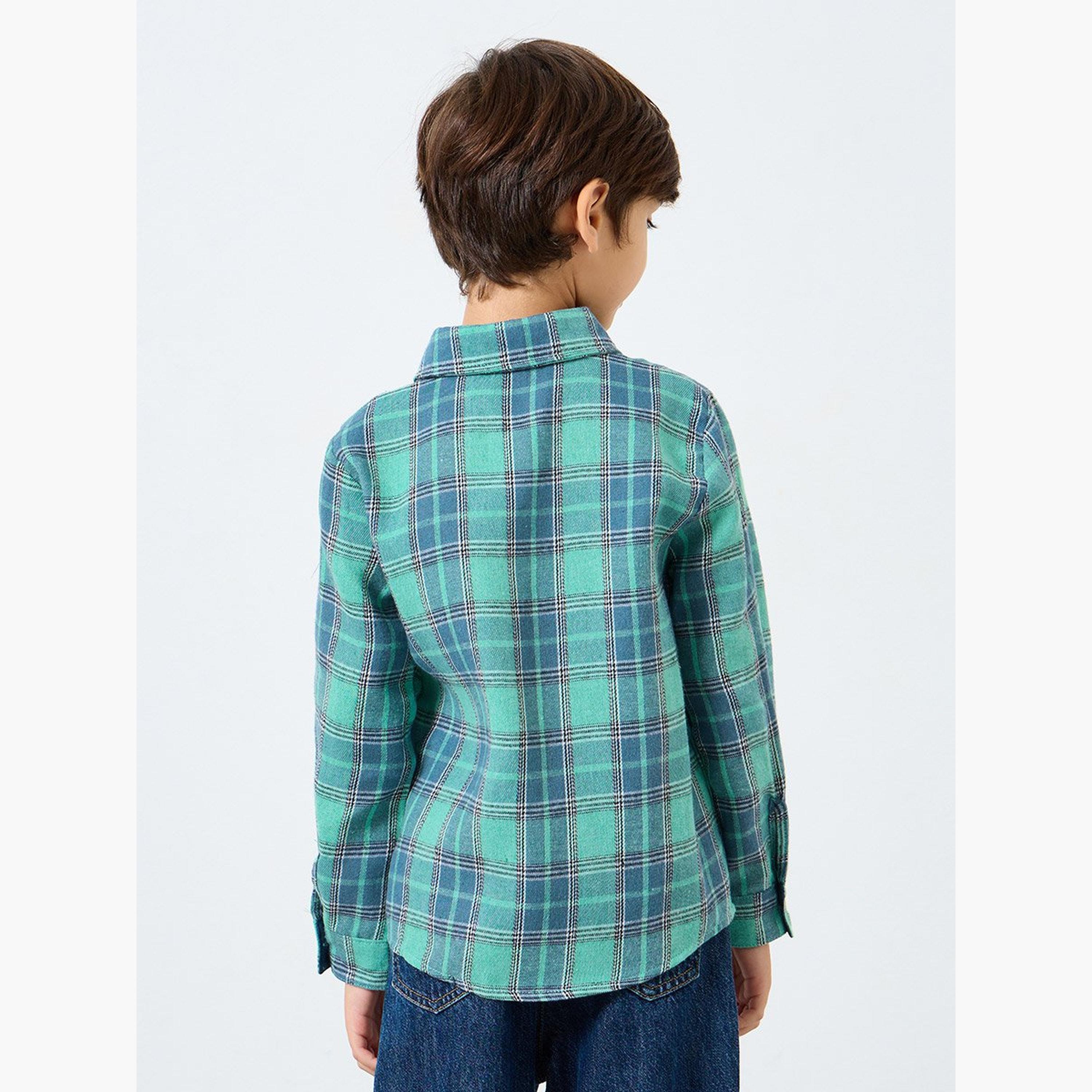 Styli Boys Green Checked Shirt-boys-clothing-shirts-image-4