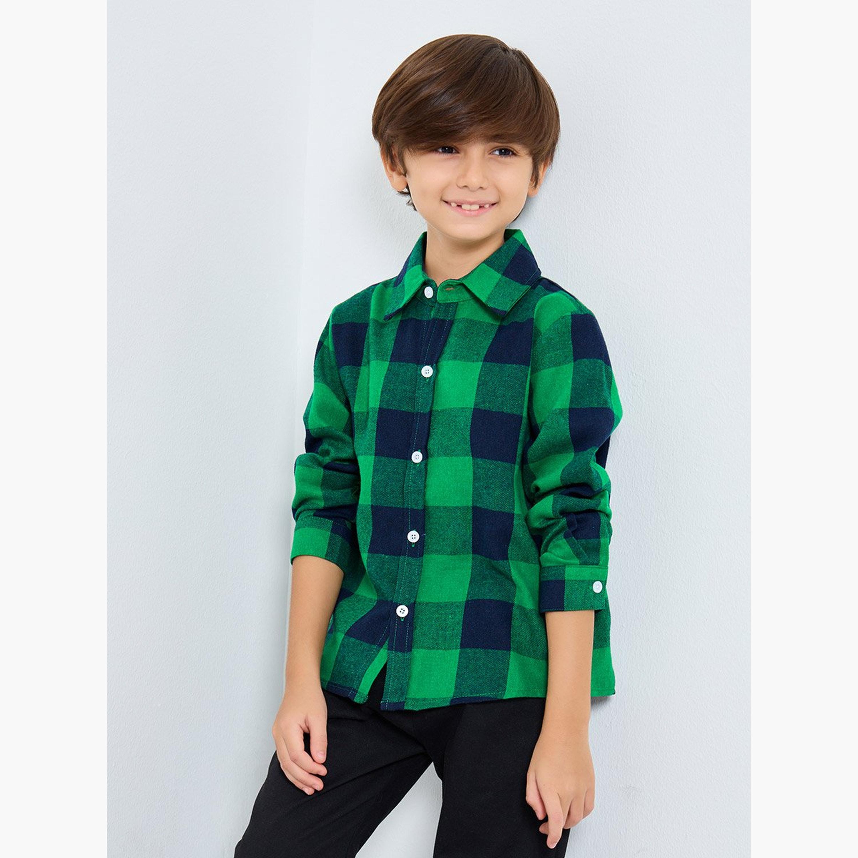 قميص أولادي أخضر كاروهات-boys-clothing-shirts-image-1
