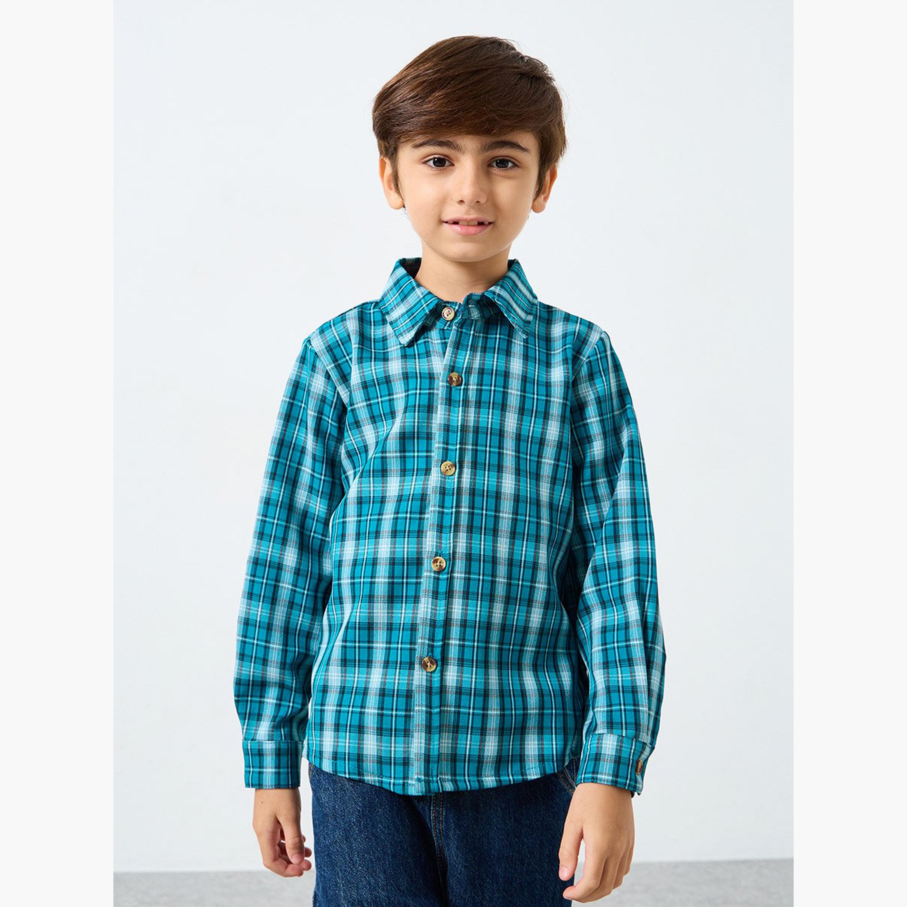 قميص بنمط كاروهات وأكمام طويلة-boys-clothing-shirts-image-1