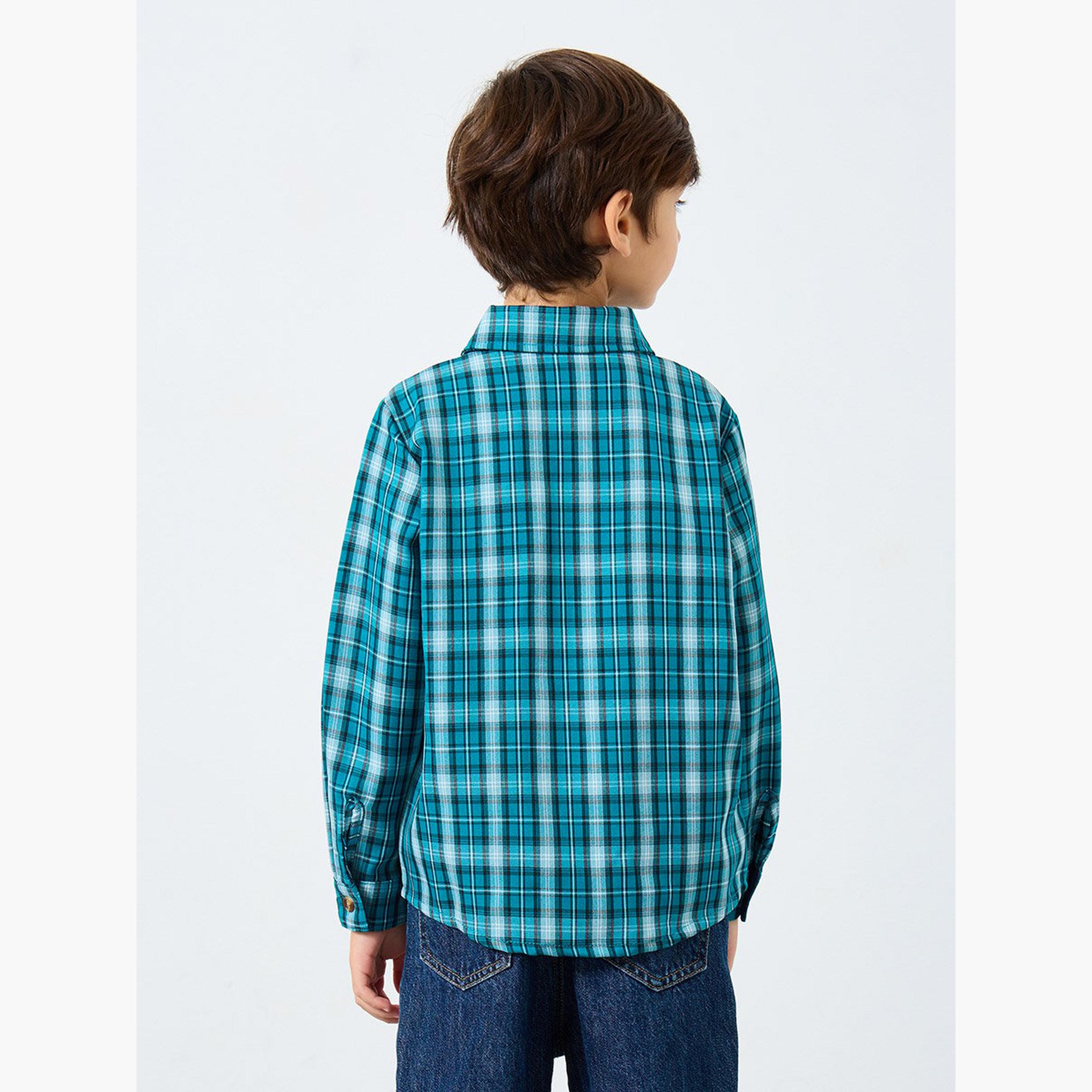 Styli Boys Blue Checkered Long Sleeve Shirt-boys-clothing-shirts-image-5
