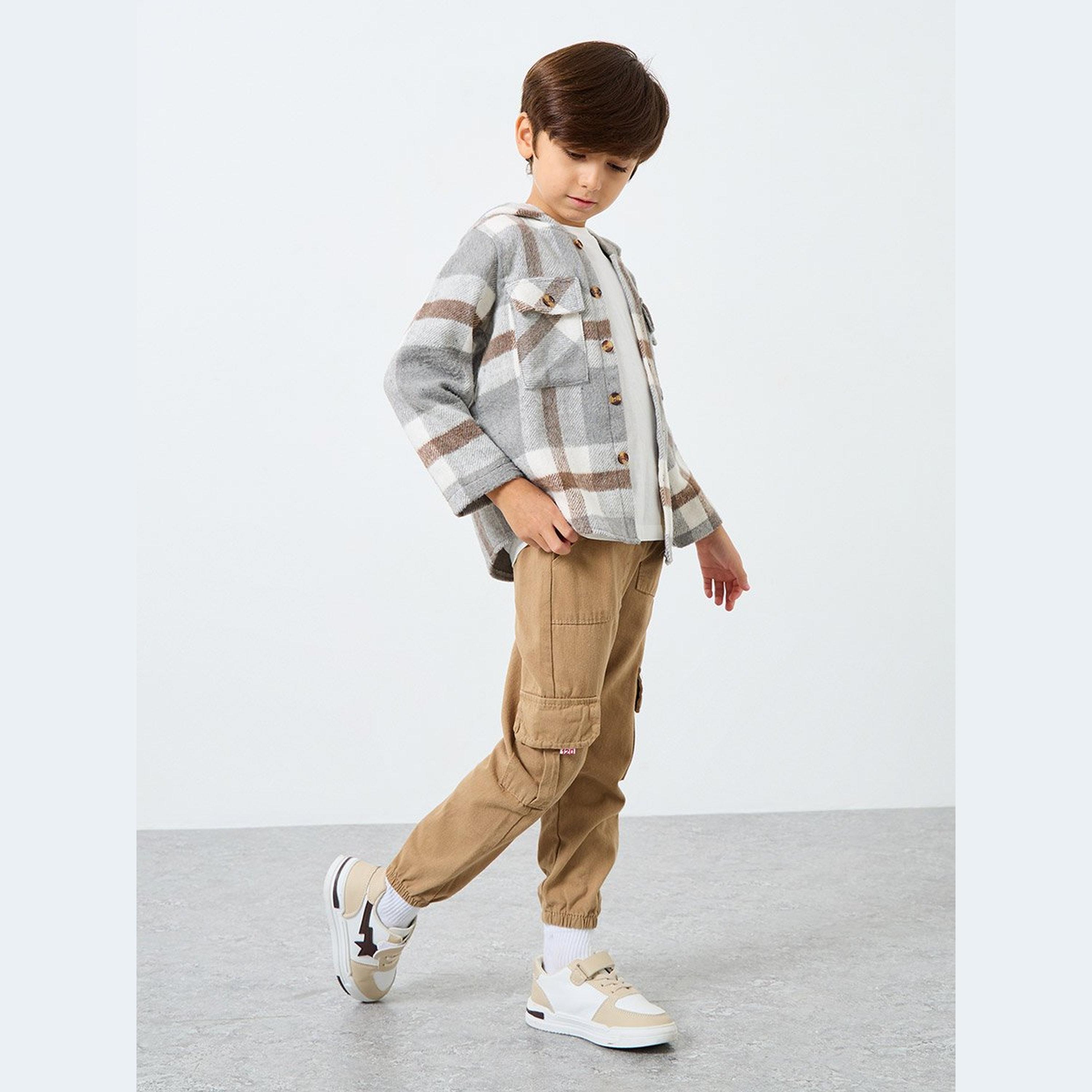 Styli Boys Grey Checkered Hooded Jacket-boys-clothing-jacketsandcoats-image-2