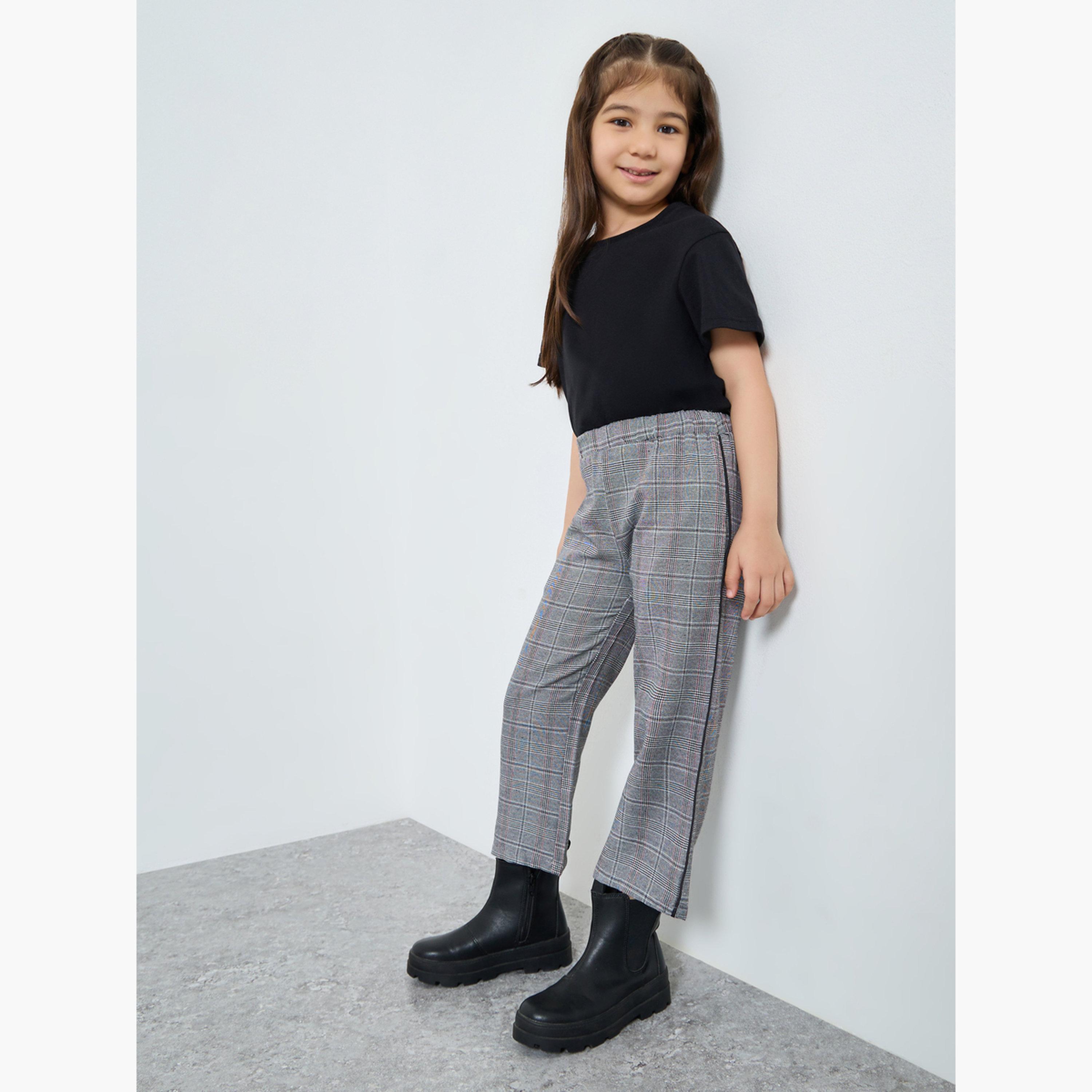 Styli Girls Checked Elastic Waist Pants-girls-clothing-bottoms-trousers-image-2