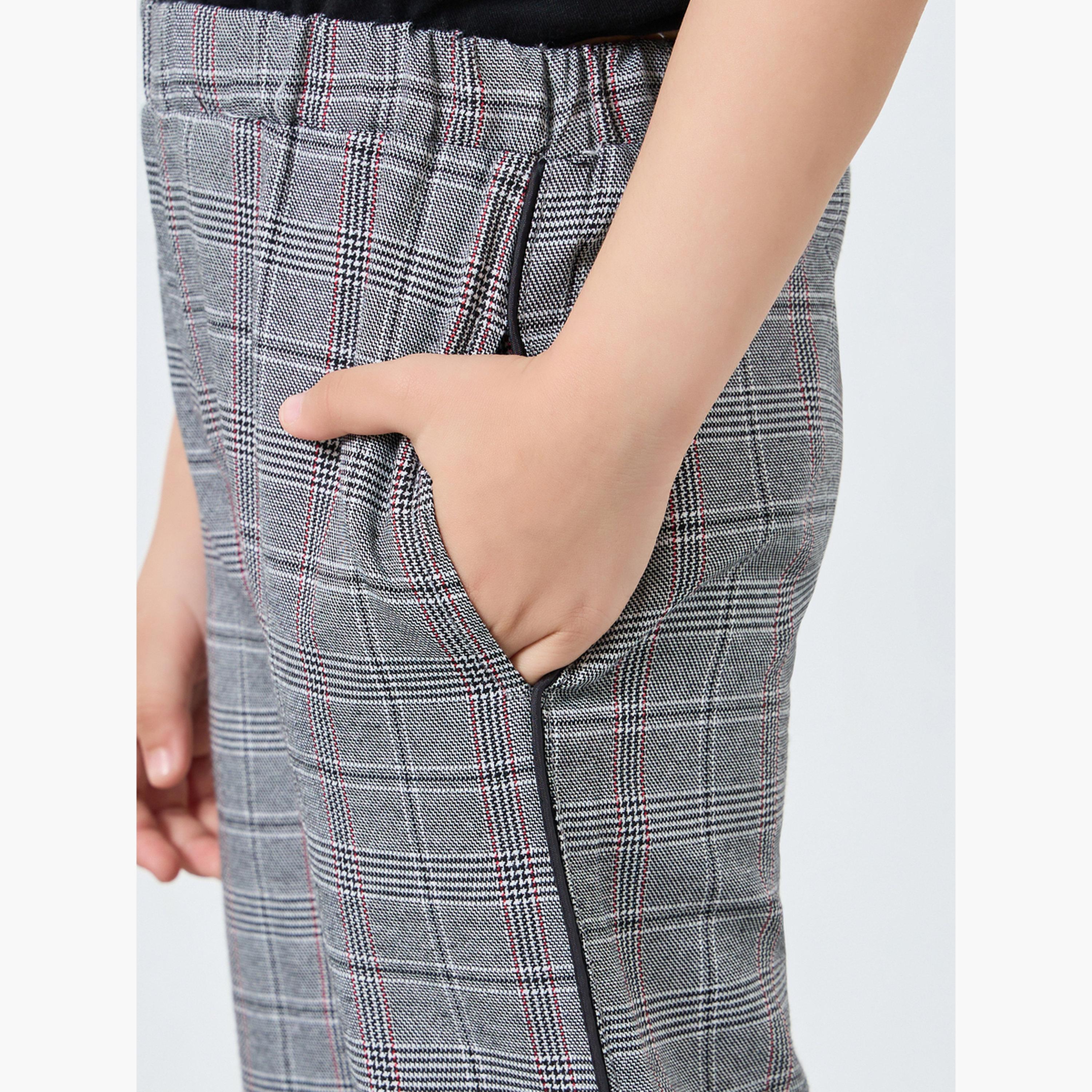 Styli Girls Checked Elastic Waist Pants-girls-clothing-bottoms-trousers-image-3