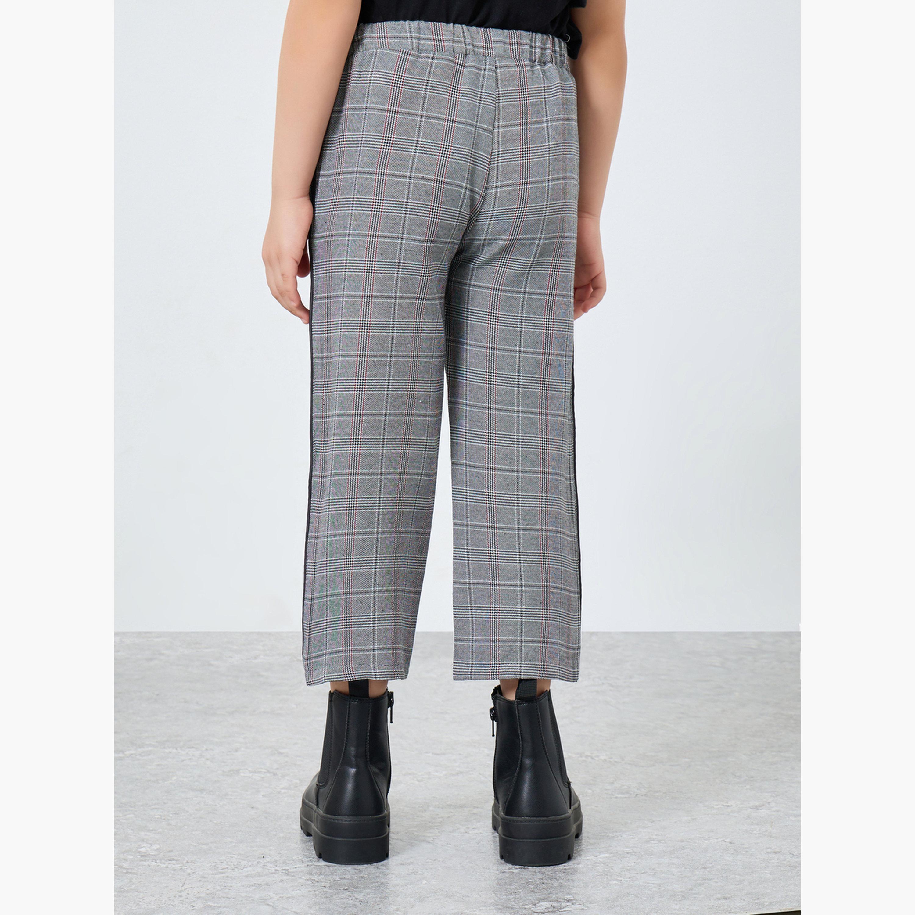 Styli Girls Checked Elastic Waist Pants-girls-clothing-bottoms-trousers-image-4