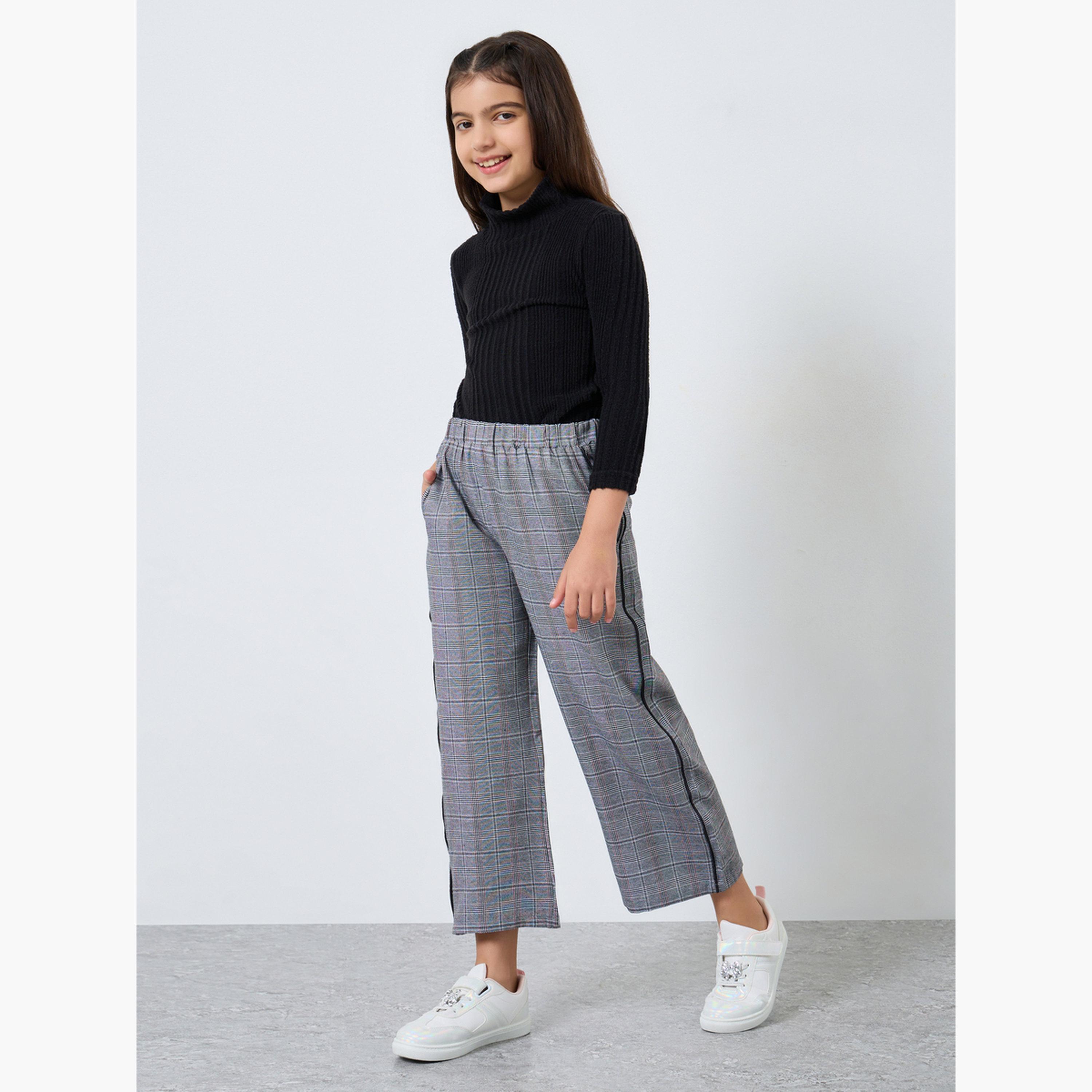 Styli Checked Elastic Waist Pants-girls-clothing-bottoms-trousers-image-2