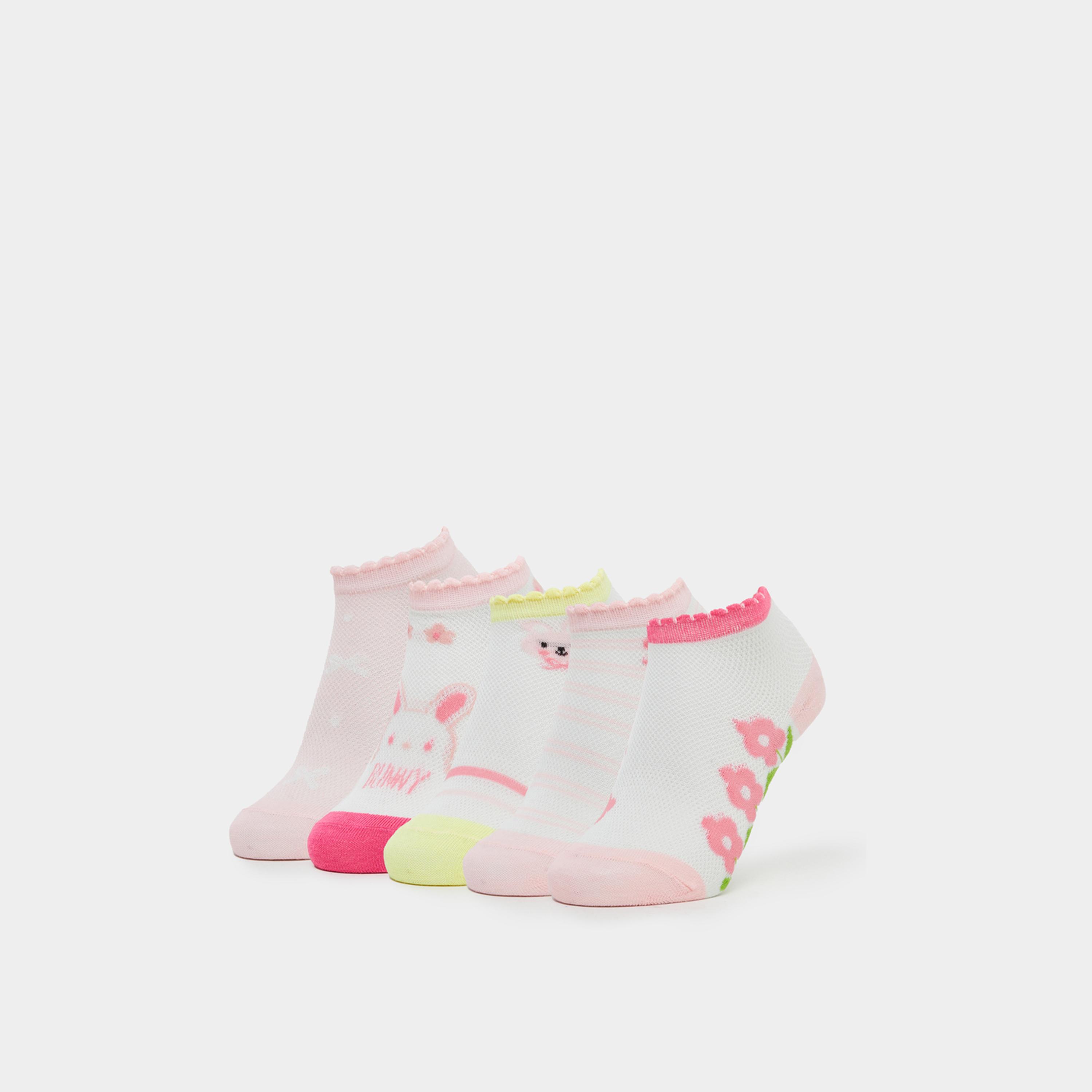 ستايلي - عبوة من 5 جوارب رسومية برسومات أرنب للبنات-girls-accessories-socks-image-1