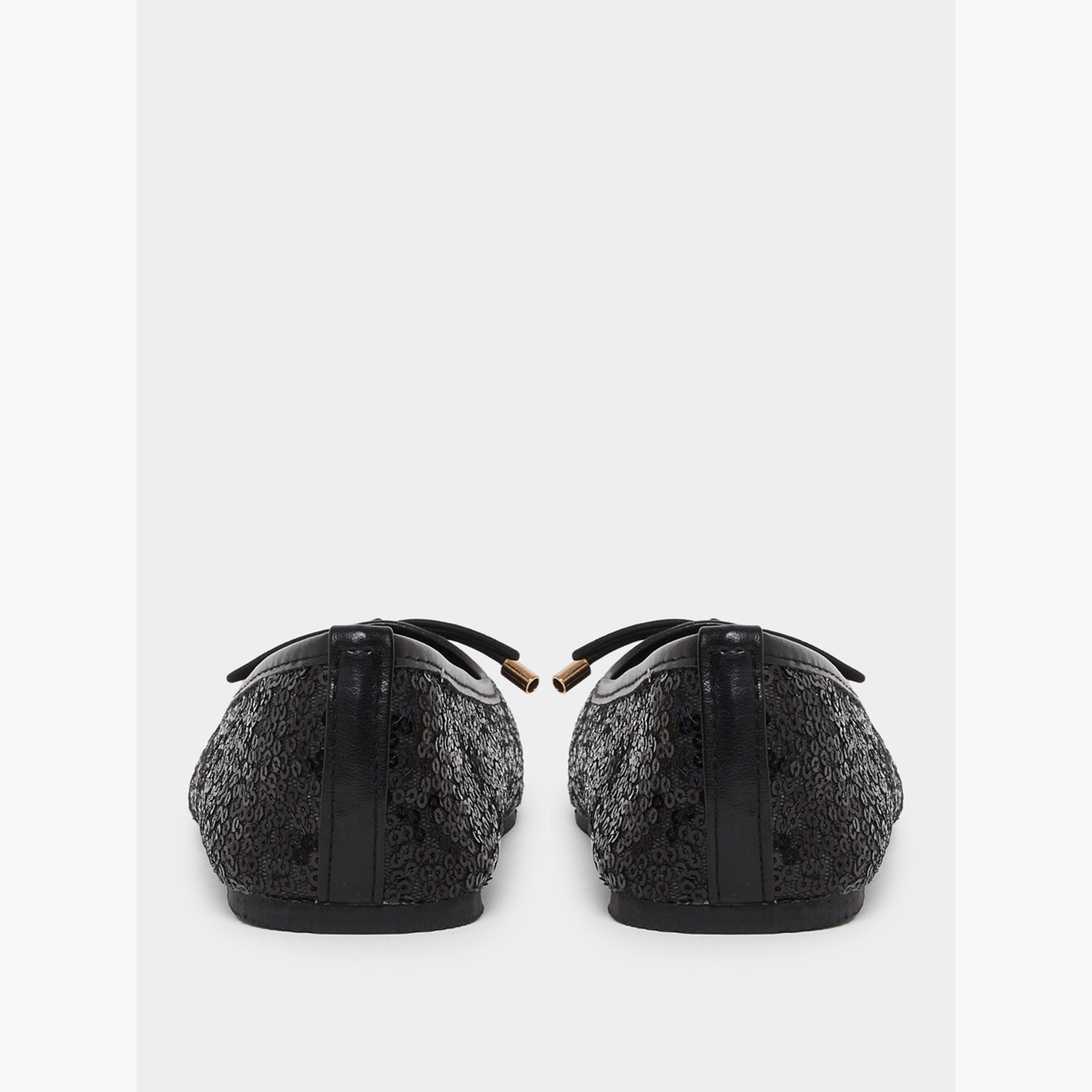 Styli Girls Black Sequin Ballet Flats-girls-shoes-ballerinas-image-4