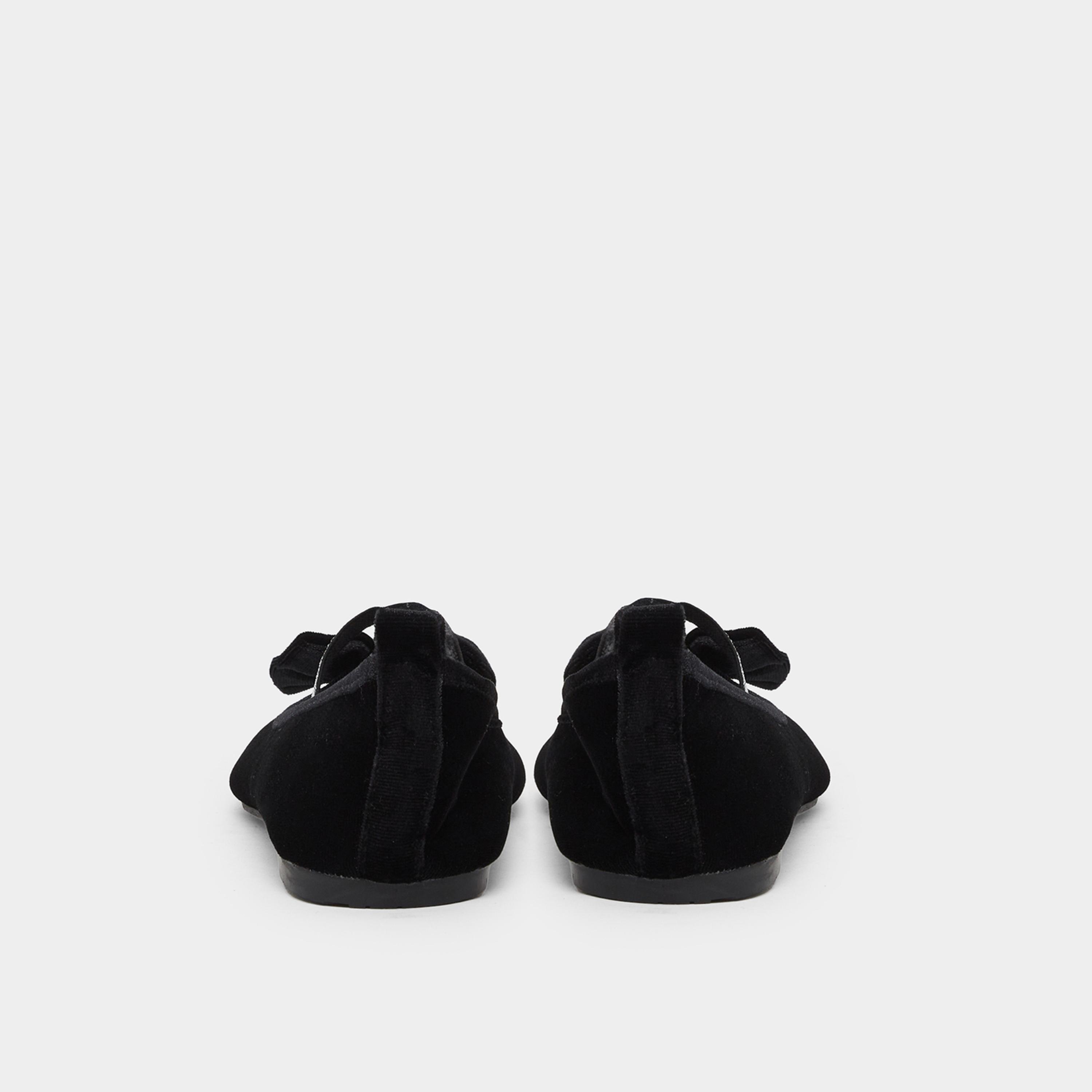 ستايلي - حذاء باليه مسطح بتفاصيل فيونكة سوداء للمراهقين-girls-shoes-ballerinas-image-4