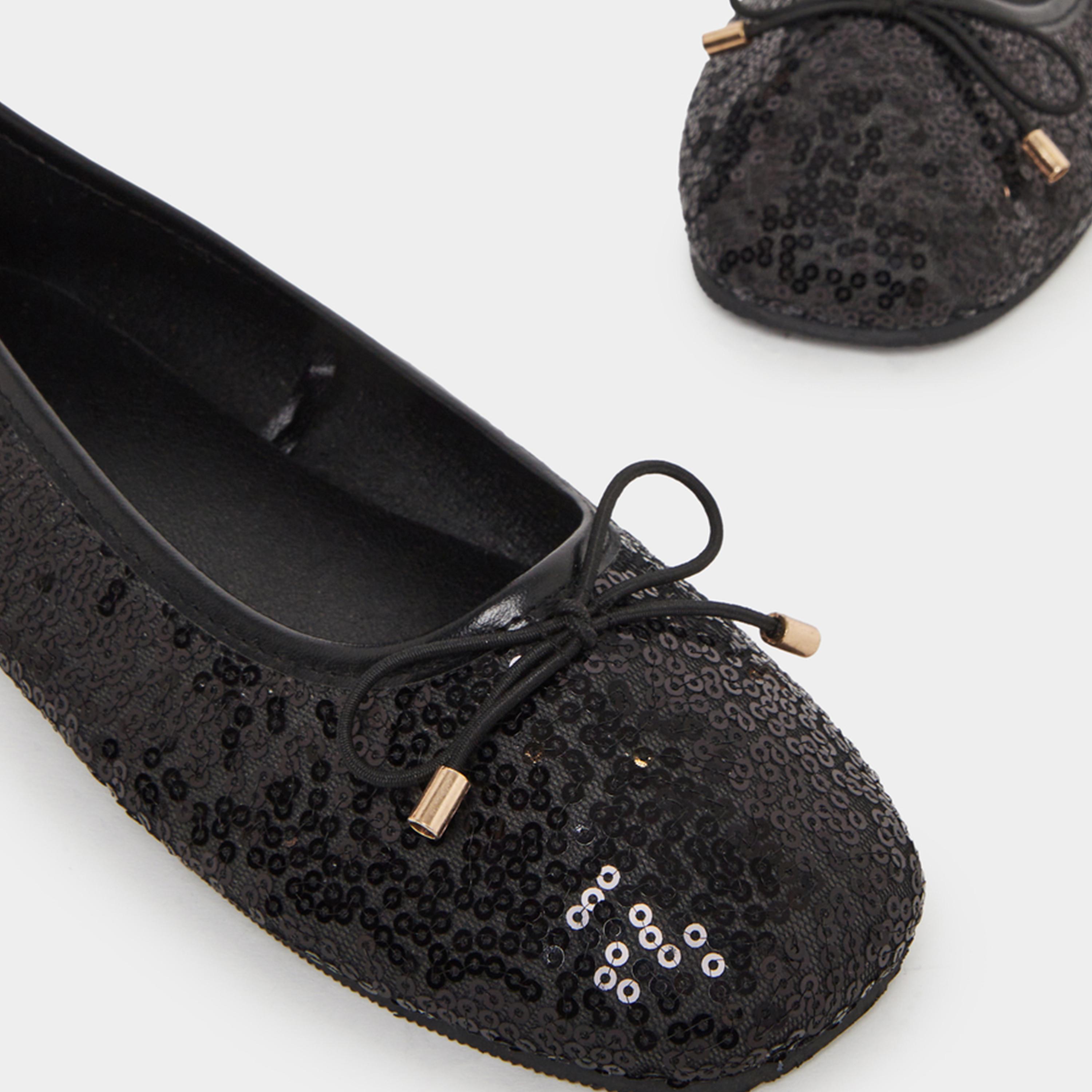 Styli Teens Black Sequin Ballet Flats-girls-shoes-ballerinas-image-3