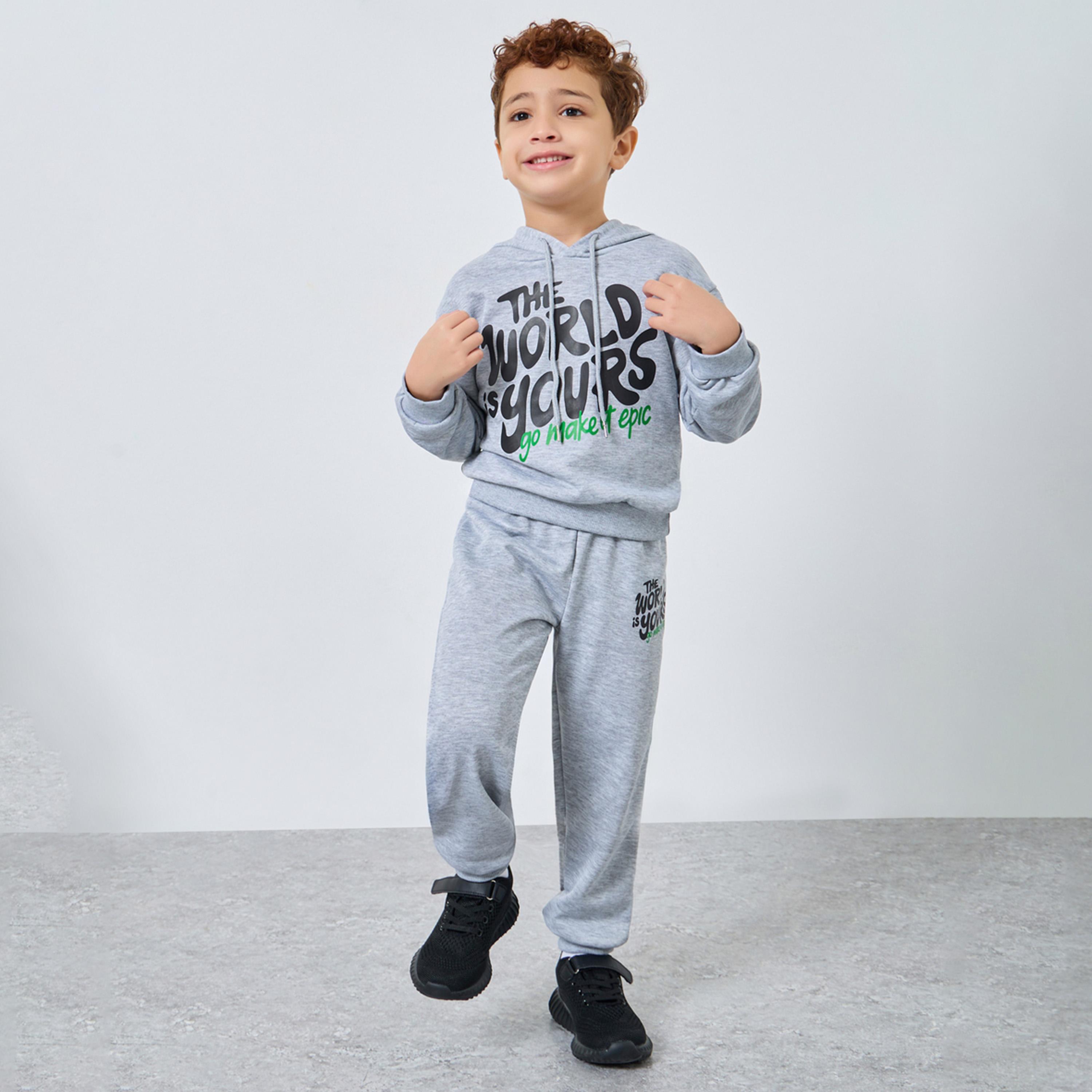 Styli Boys Grey Graffiti Print Hoodie and Joggers Set-boys-clothing-setsandcoords-image-1