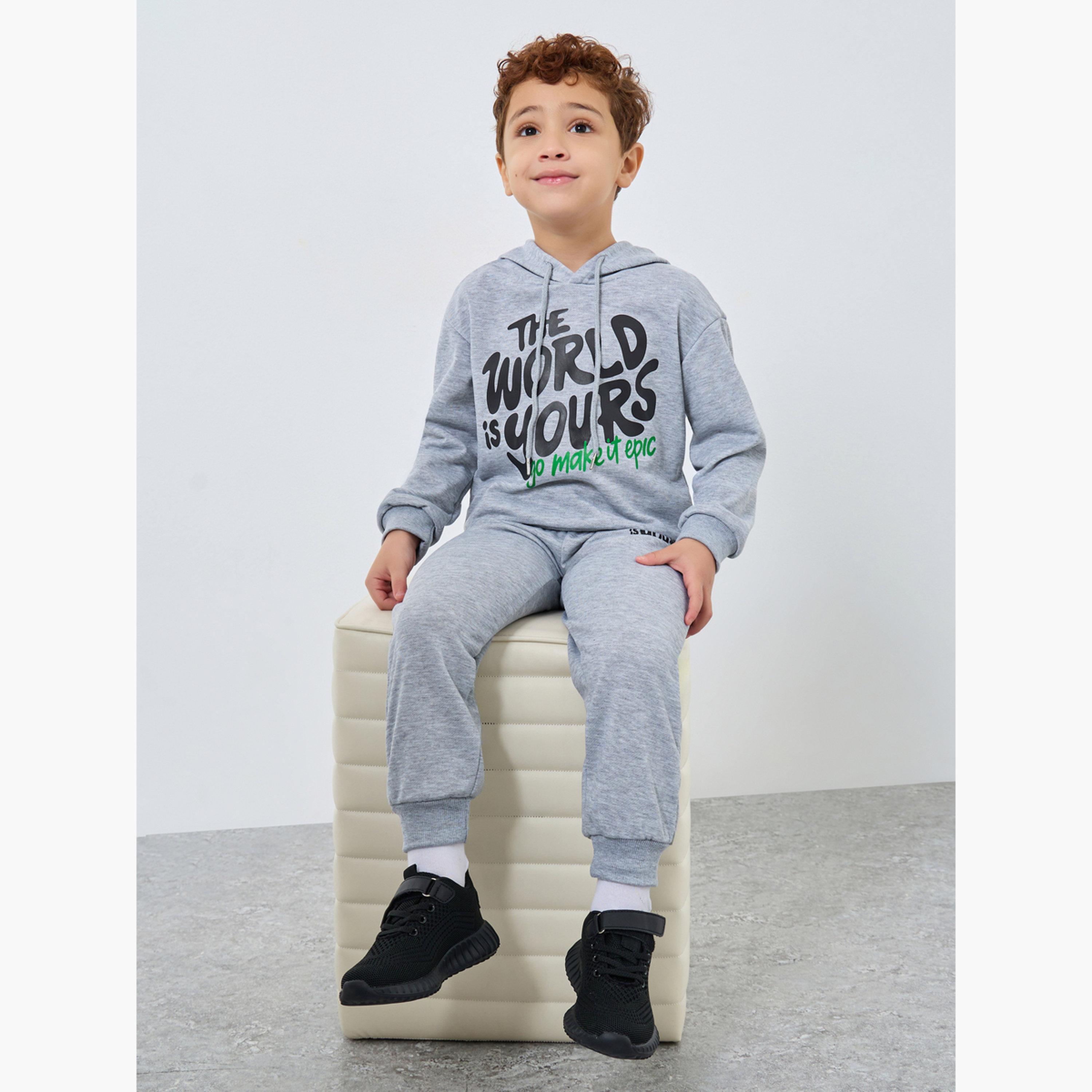 Styli Boys Grey Graffiti Print Hoodie and Joggers Set-boys-clothing-setsandcoords-image-2