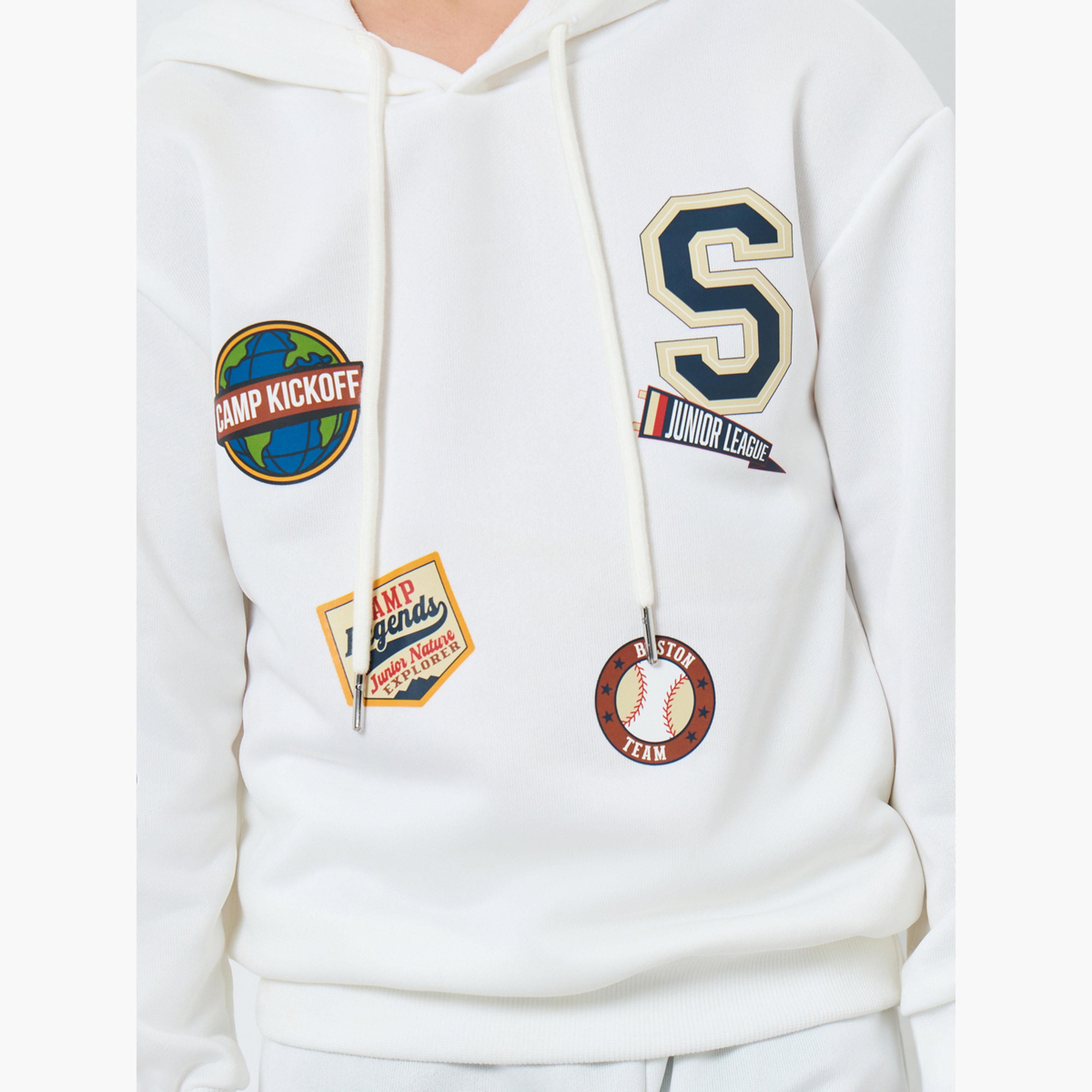 ستايلي - طقم هودي وبنطال رياضي مطبوع عليه رسومات لون أبيض للأولاد-boys-clothing-setsandcoords-image-4