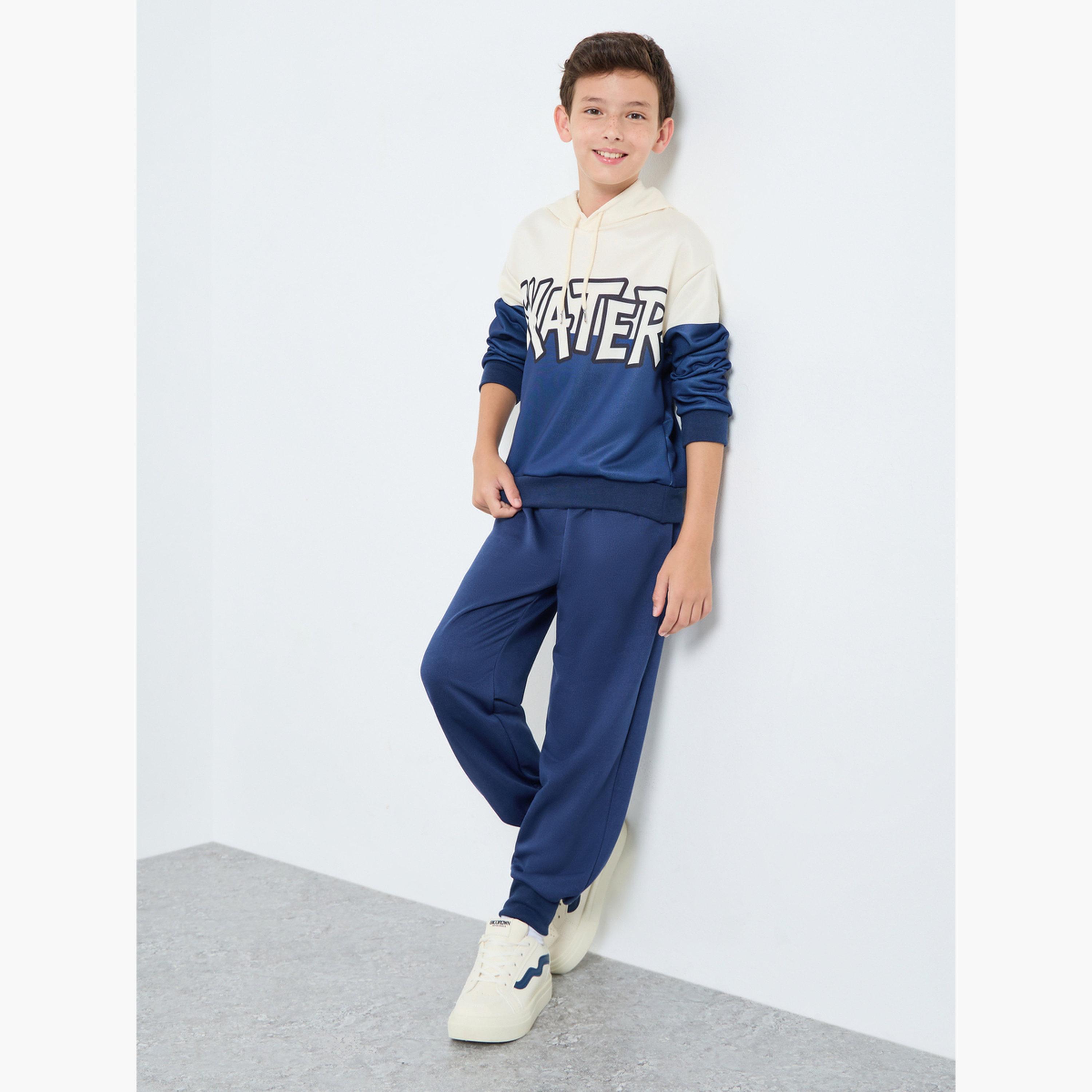 ستايلي - طقم هودي وبنطال رياضي لون أزرق للأولاد-boys-clothing-setsandcoords-image-1