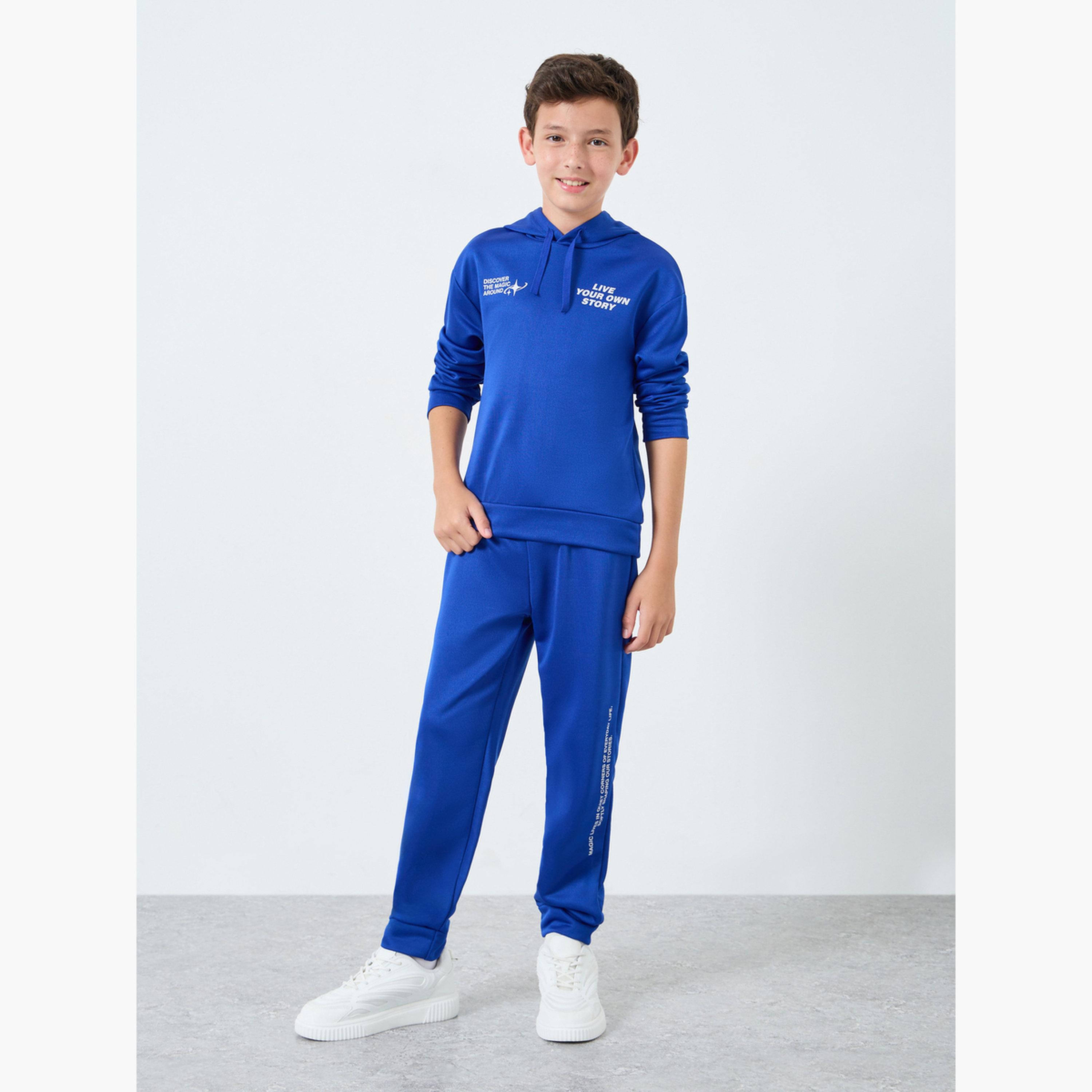 ستايلي - طقم هودي وبنطال رياضي باللون الأزرق للأولاد-boys-clothing-setsandcoords-image-1