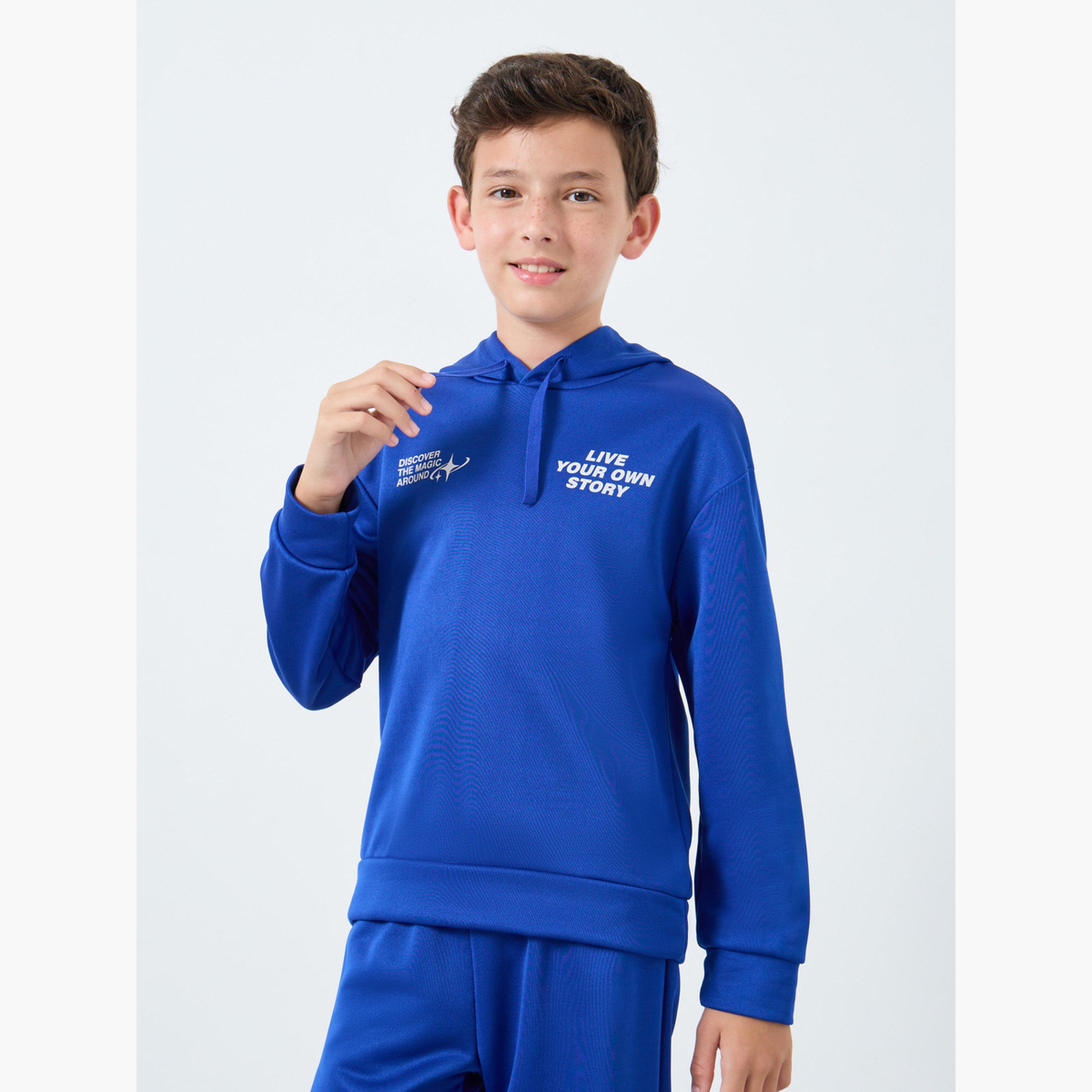 ستايلي - طقم هودي وبنطال رياضي باللون الأزرق للأولاد-boys-clothing-setsandcoords-image-2