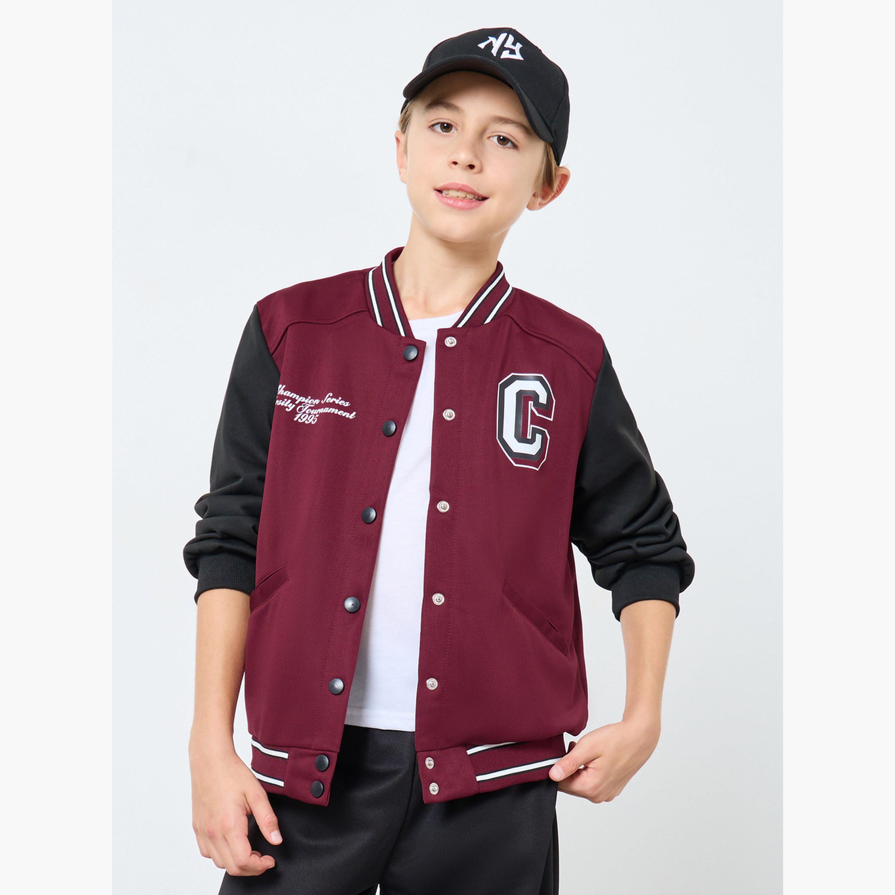 ستايلي - طقم جاكيت بومبر وبنطال رياضي بطبعة جامعية للأولاد والمراهقين-boys-clothing-setsandcoords-image-2