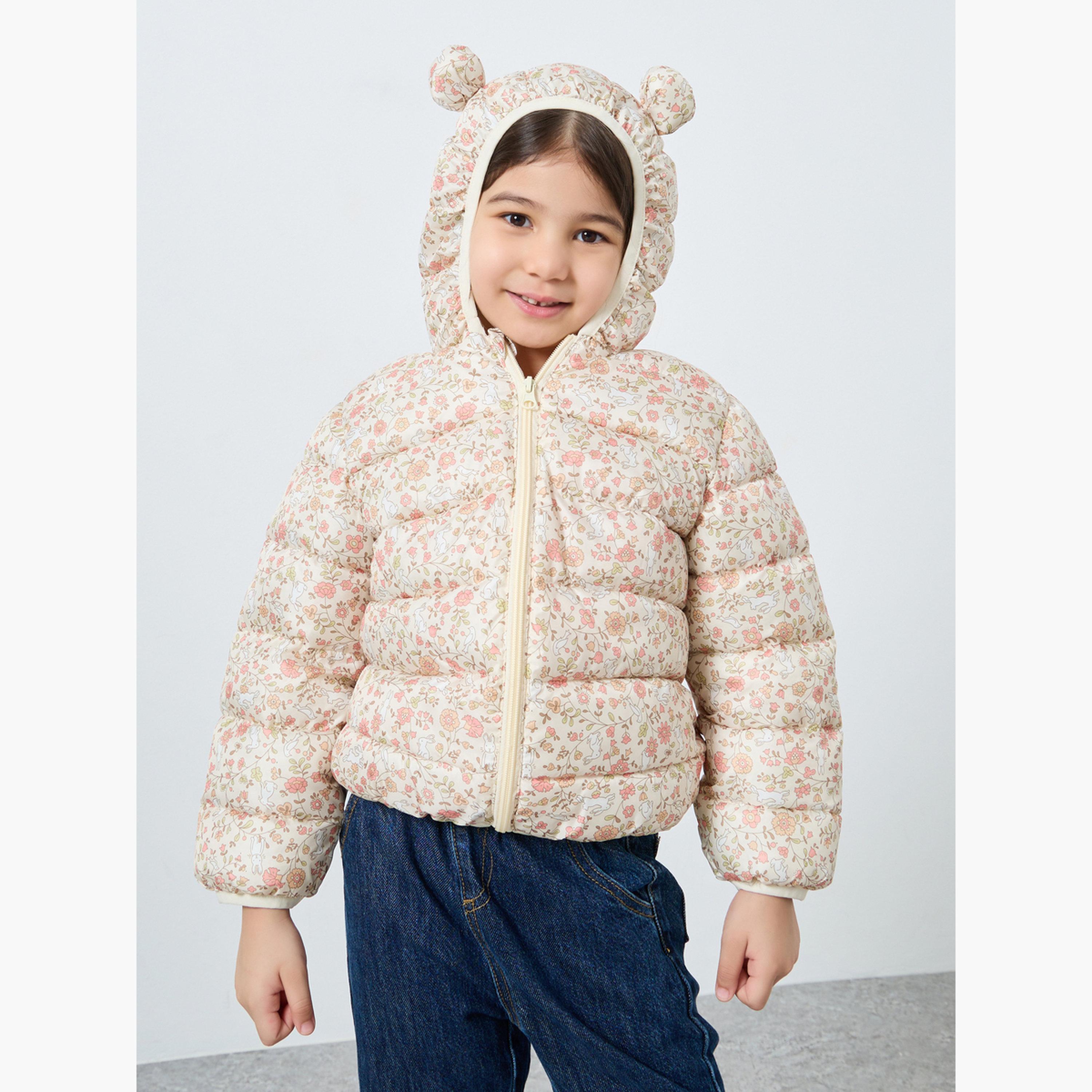 ستايلي - سترة منفوخة مطبوعة بالكامل للبنات-girls-clothing-jacketsandcoats-image-1