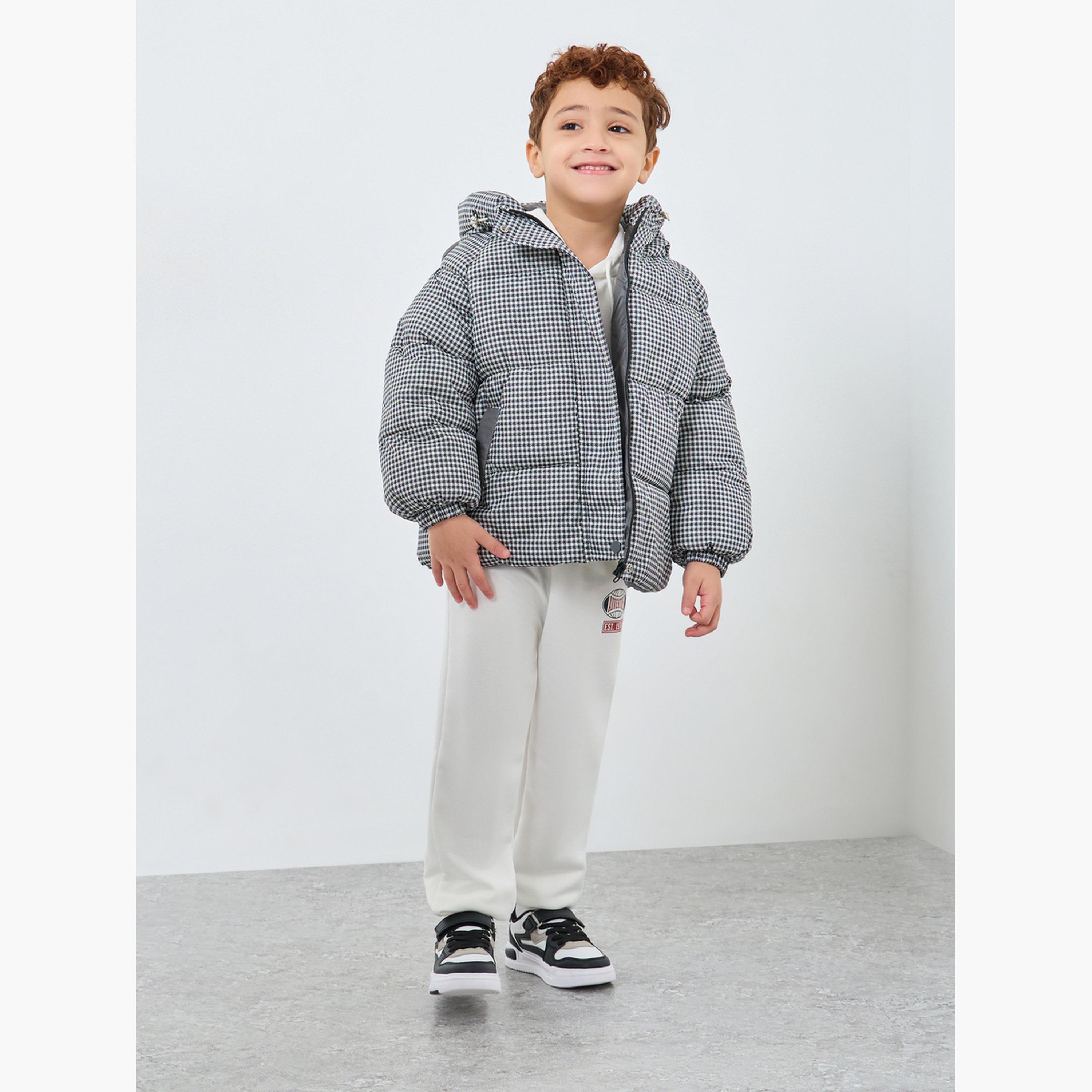 ستايلي - جاكيت منفوخ رمادي اللون مطبوع عليه مربعات للأولاد-boys-clothing-jacketsandcoats-image-2