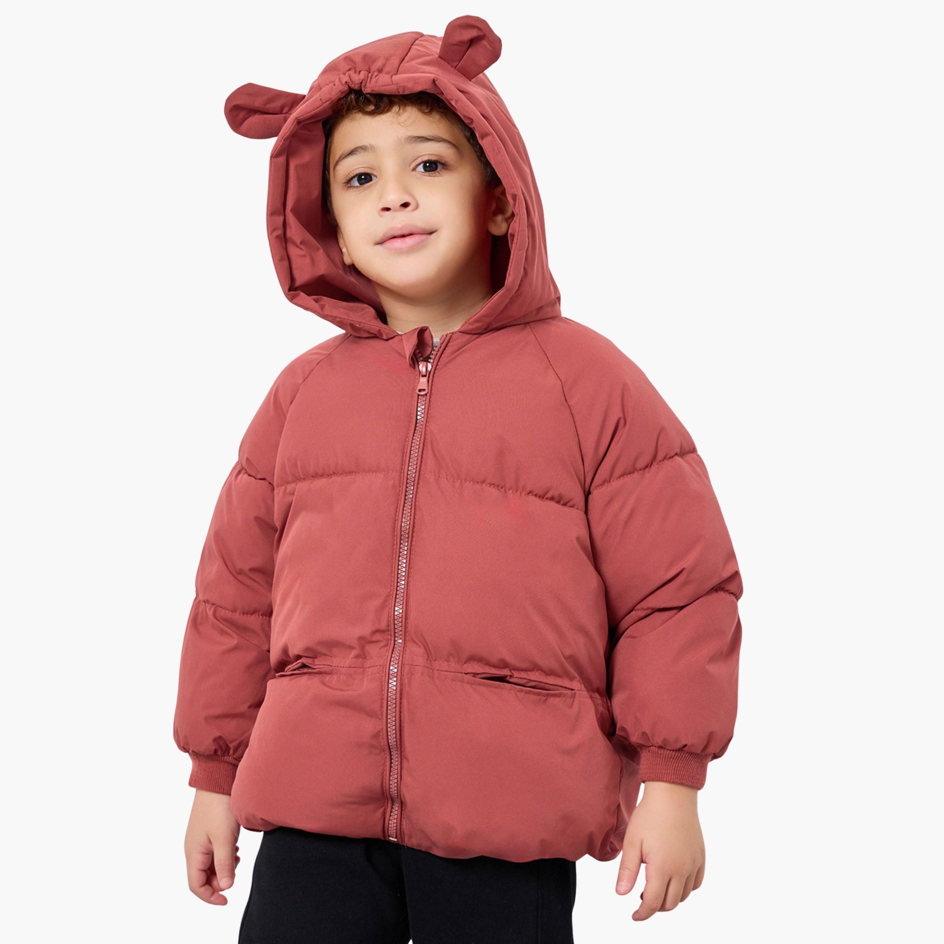 Styli Solid Hooded Neck Long Sleeves Boy's Zip Through Puffer Jacket-boys-clothing-jacketsandcoats-image-1