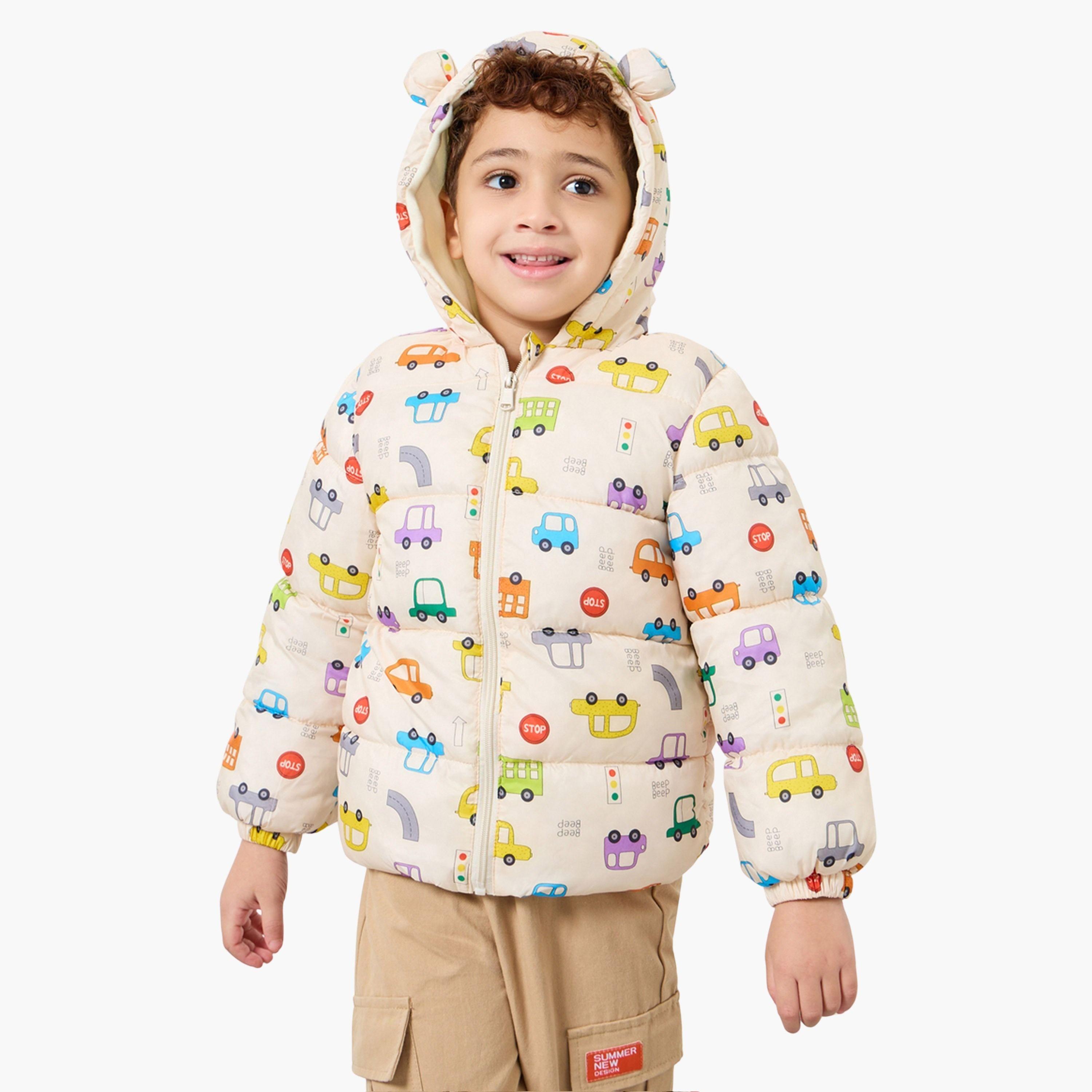Styli Graphic Print Hooded Neck Long Sleeves Boy's Zip Through Puffer Jacket-boys-clothing-jacketsandcoats-image-1