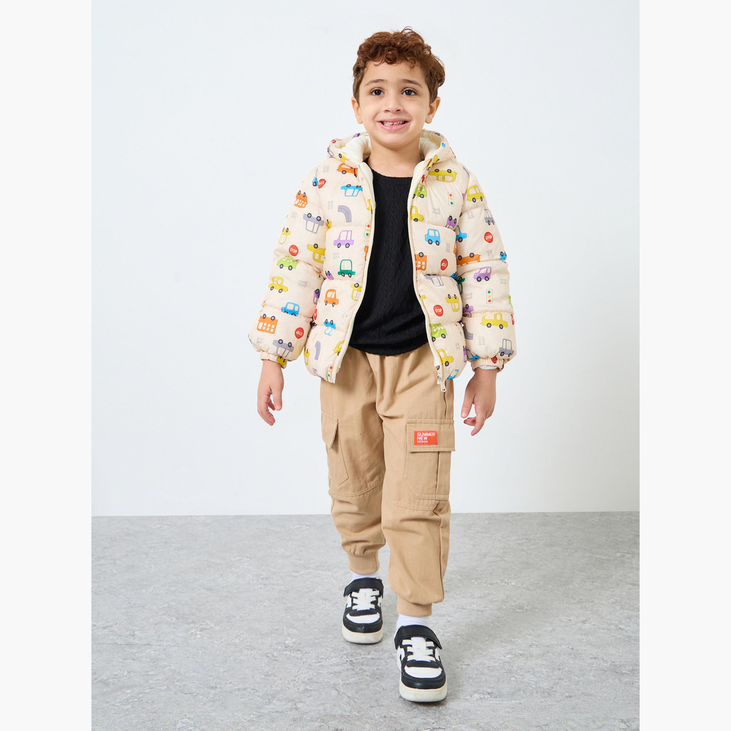 Styli Graphic Print Hooded Neck Long Sleeves Boy's Zip Through Puffer Jacket-boys-clothing-jacketsandcoats-image-2