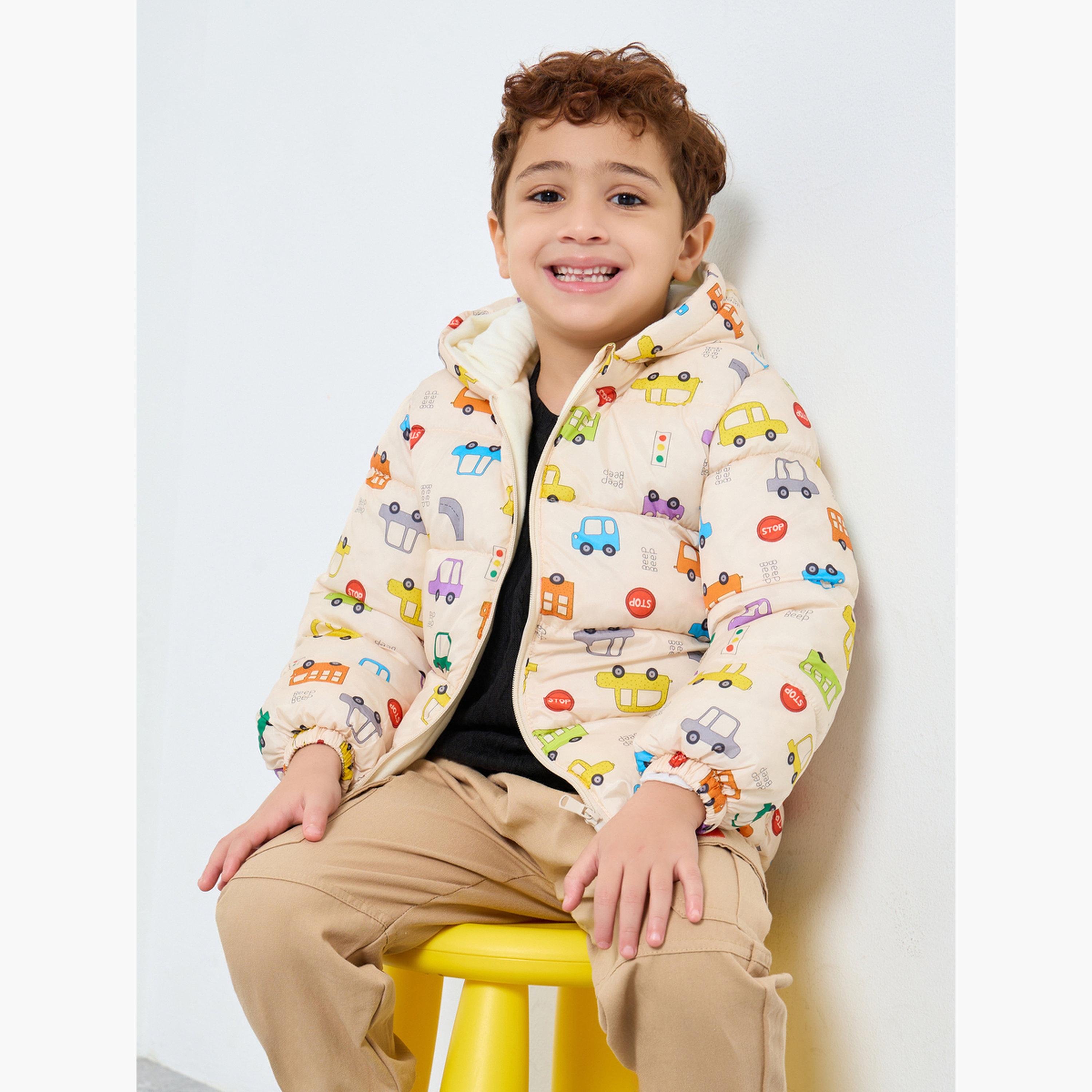 Styli Graphic Print Hooded Neck Long Sleeves Boy's Zip Through Puffer Jacket-boys-clothing-jacketsandcoats-image-3