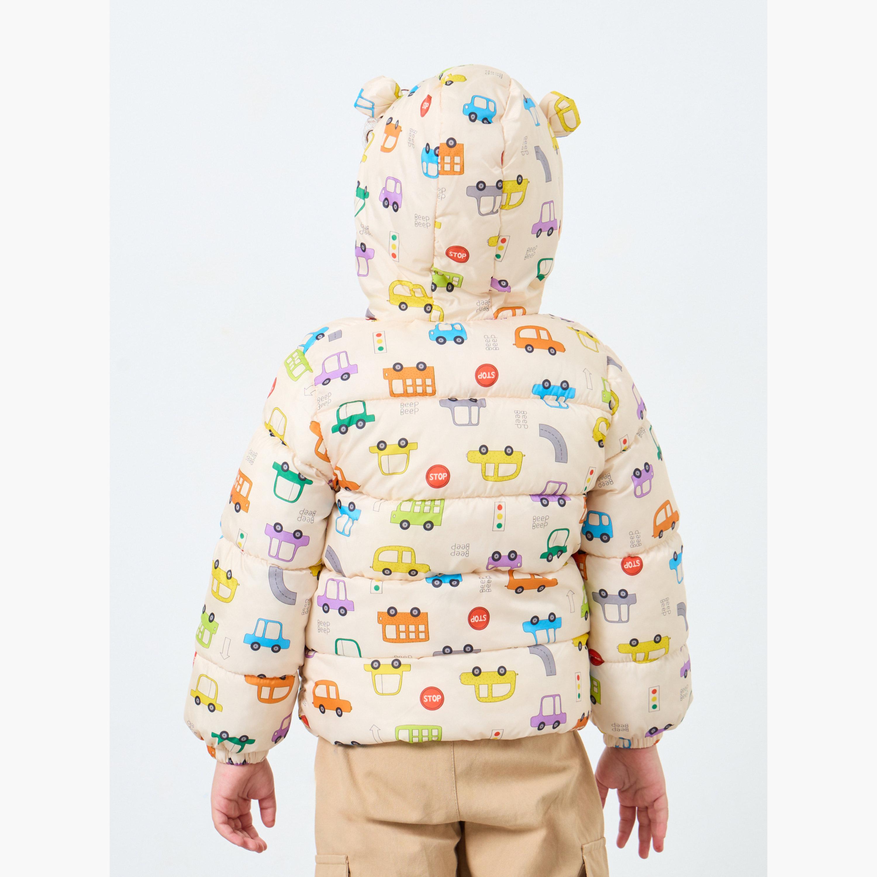 Styli Graphic Print Hooded Neck Long Sleeves Boy's Zip Through Puffer Jacket-boys-clothing-jacketsandcoats-image-4