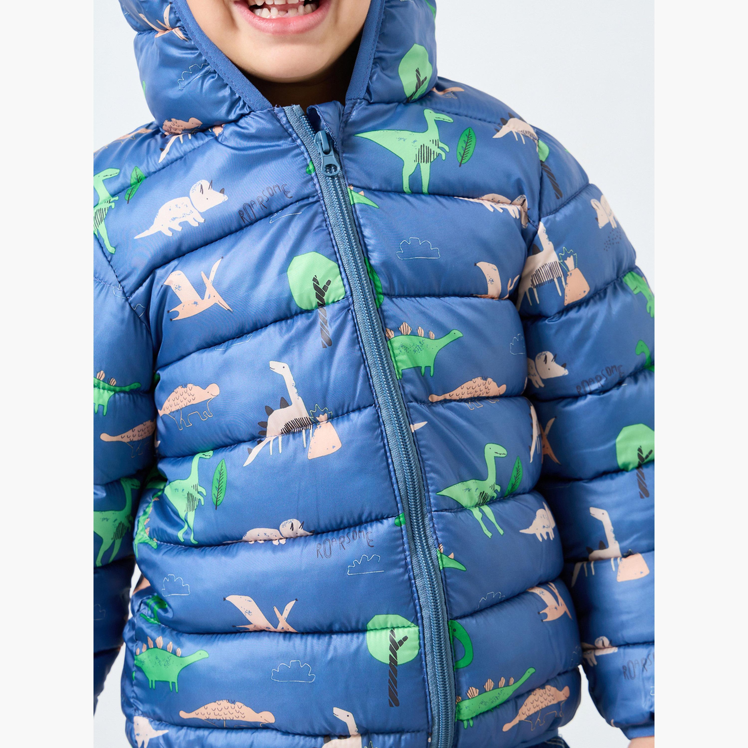 ستايلي - جاكيت منفوخ بطبعة ديناصورات لون أزرق للأولاد مع غطاء للرأس-boys-clothing-jacketsandcoats-image-5